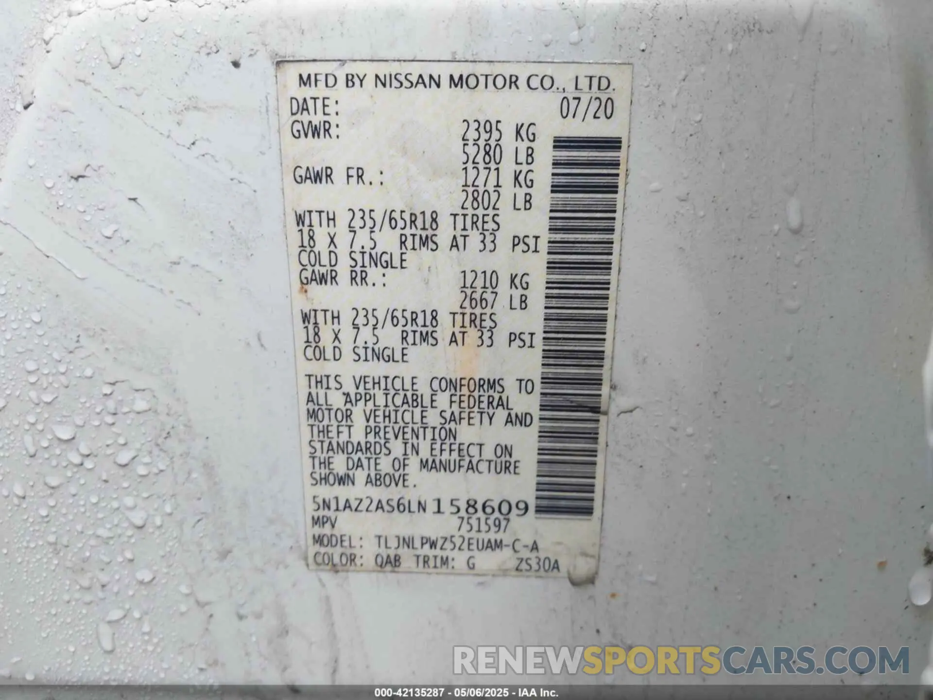 9 Photograph of a damaged car 5N1AZ2AS6LN158609 NISSAN MURANO 2020