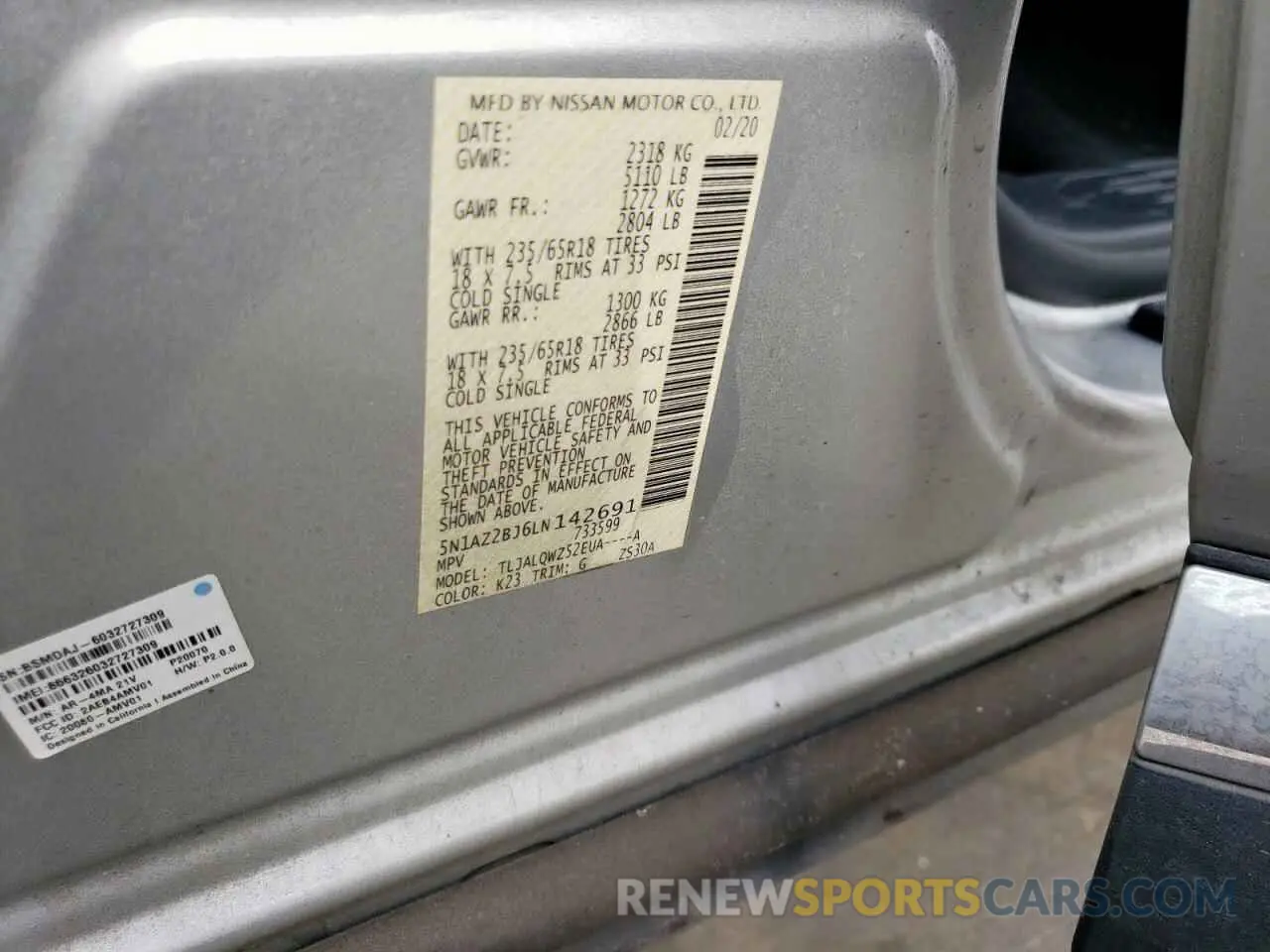 14 Photograph of a damaged car 5N1AZ2BJ6LN142691 NISSAN MURANO 2020