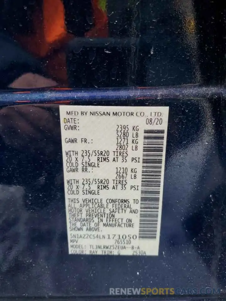 13 Фотография поврежденного автомобиля 5N1AZ2CS4LN171050 NISSAN MURANO 2020