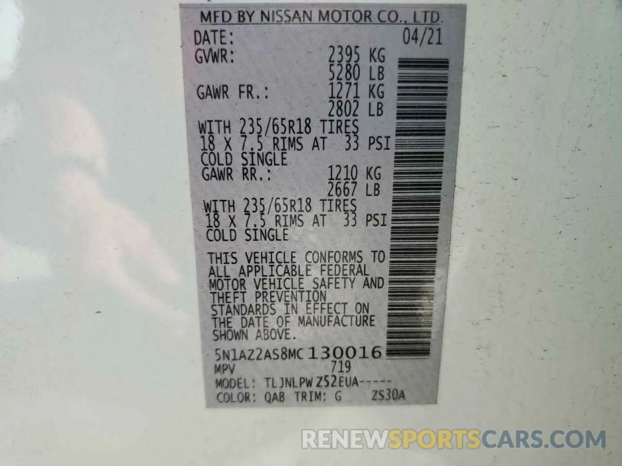 13 Фотография поврежденного автомобиля 5N1AZ2AS8MC130016 NISSAN MURANO 2021