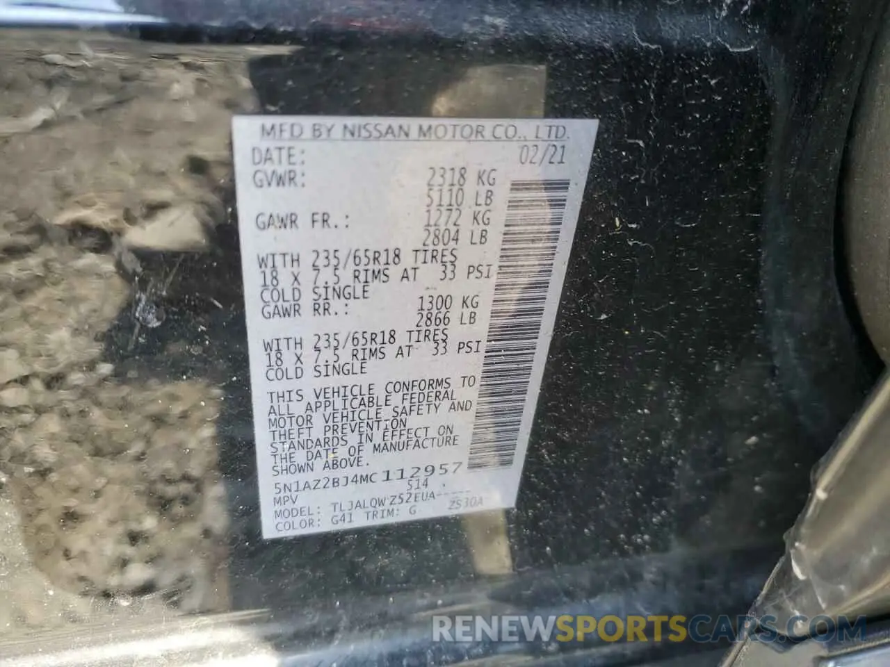 15 Photograph of a damaged car 5N1AZ2BJ4MC112957 NISSAN MURANO 2021