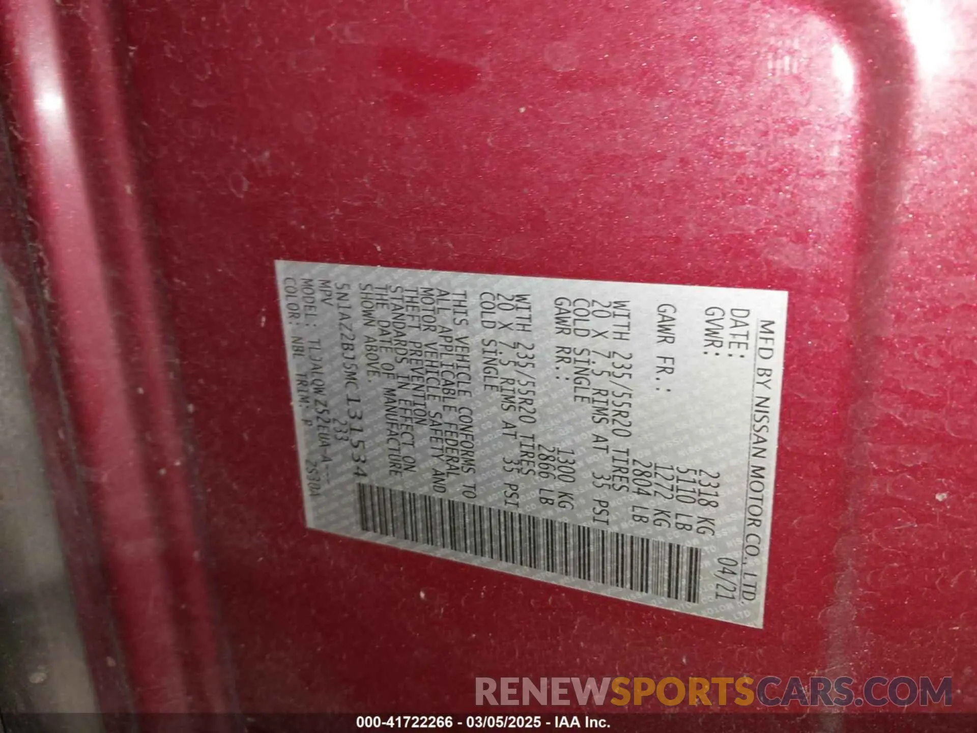 9 Фотография поврежденного автомобиля 5N1AZ2BJ5MC131534 NISSAN MURANO 2021
