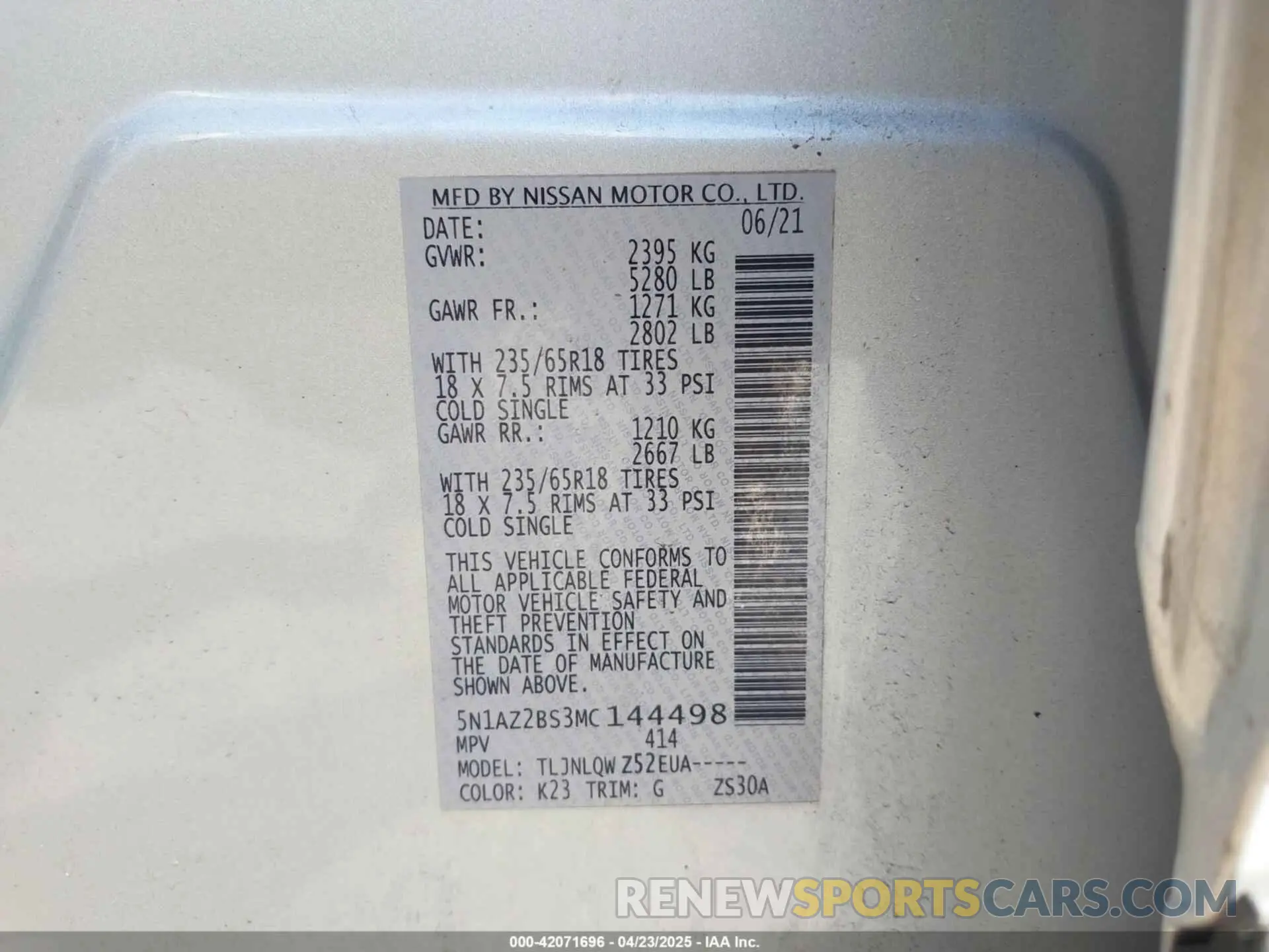 9 Photograph of a damaged car 5N1AZ2BS3MC144498 NISSAN MURANO 2021