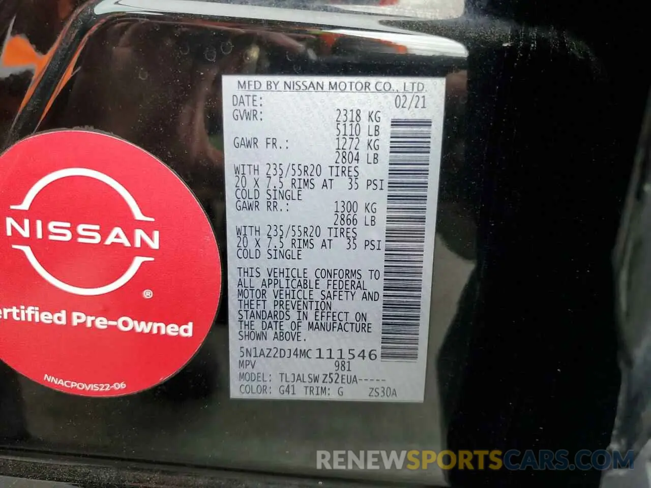 14 Photograph of a damaged car 5N1AZ2DJ4MC111546 NISSAN MURANO 2021