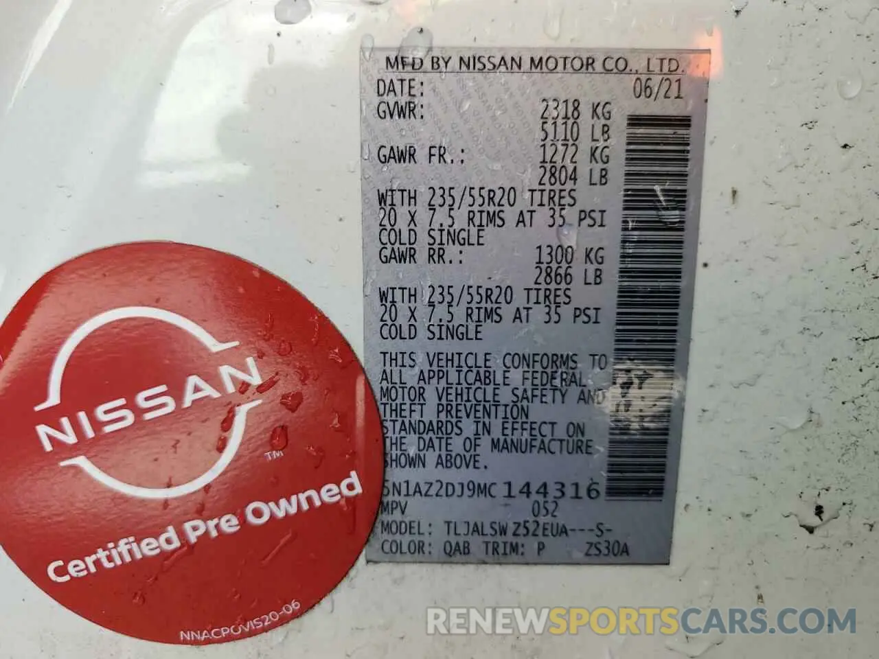 14 Фотография поврежденного автомобиля 5N1AZ2DJ9MC144316 NISSAN MURANO 2021