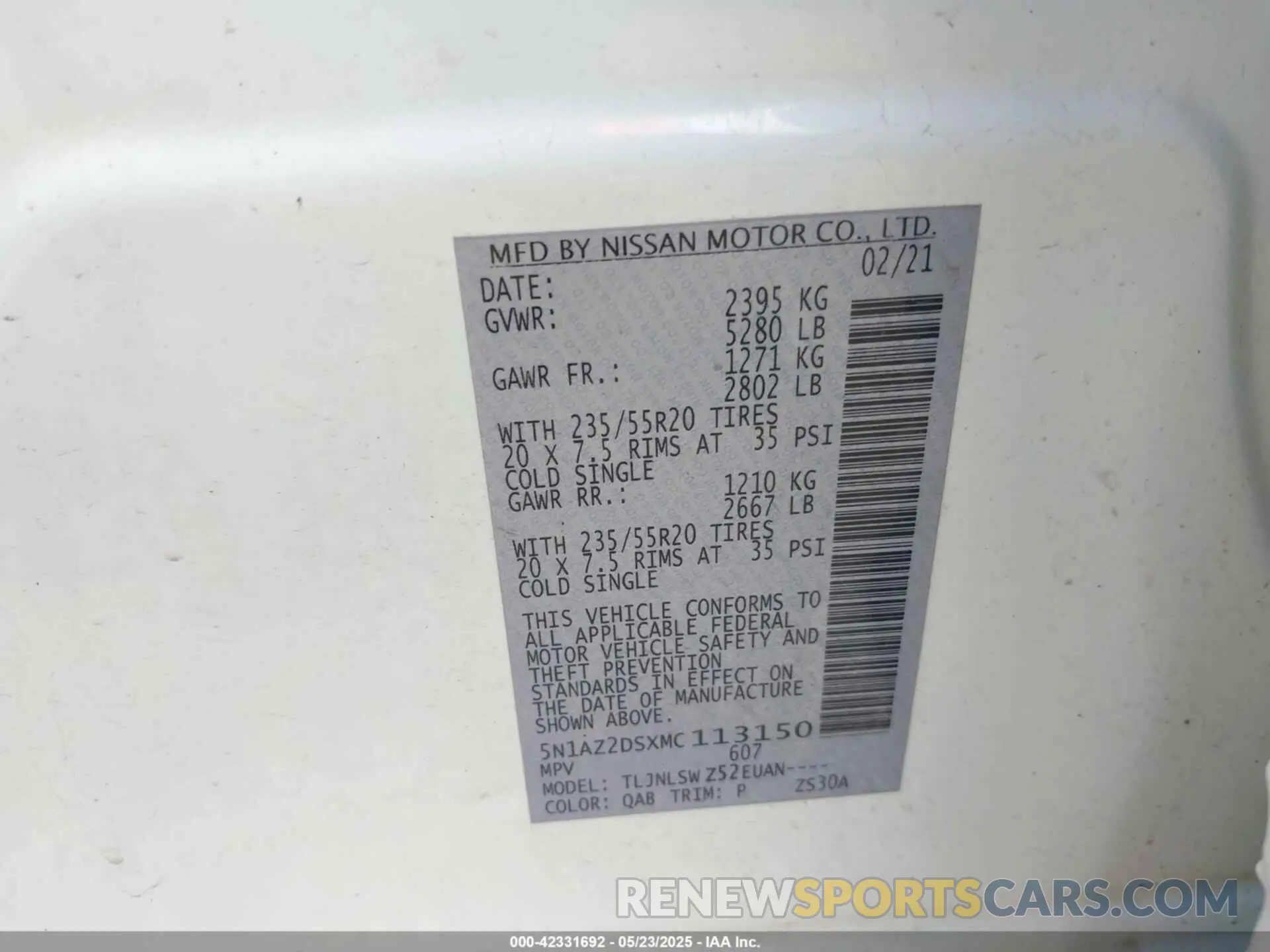 9 Фотография поврежденного автомобиля 5N1AZ2DSXMC113150 NISSAN MURANO 2021