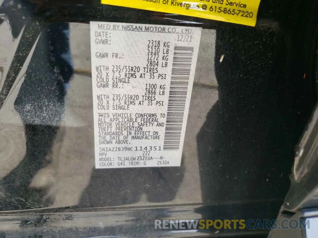 16 Photograph of a damaged car 5N1AZ2BJ9NC114351 NISSAN MURANO 2022