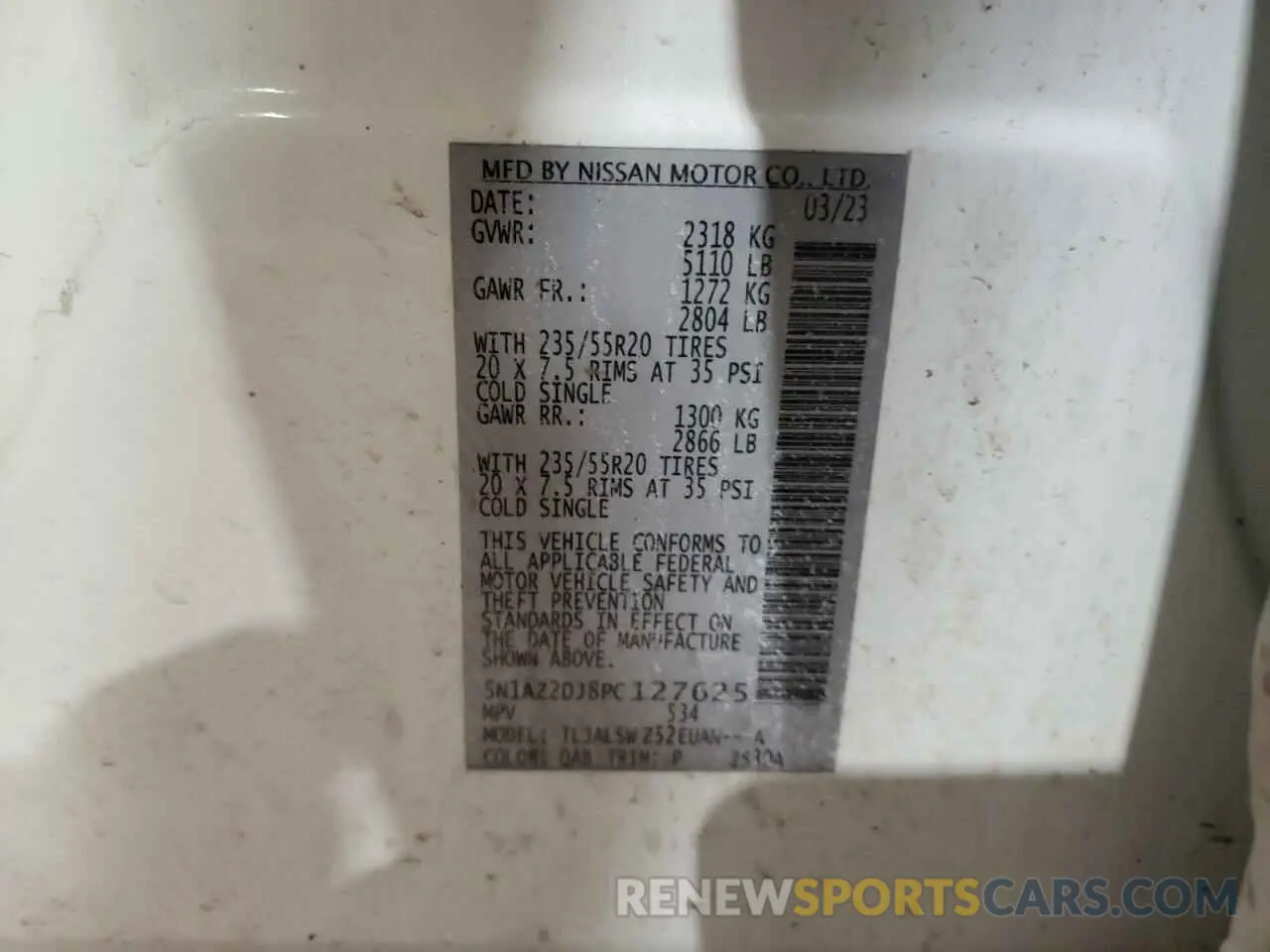 14 Фотография поврежденного автомобиля 5N1AZ2DJ8PC127625 NISSAN MURANO 2023