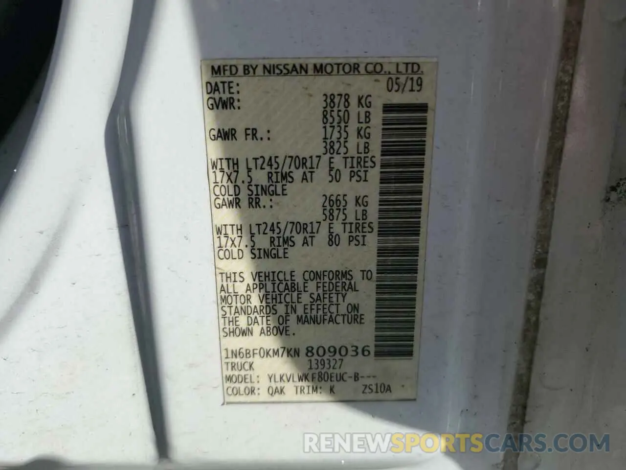 14 Photograph of a damaged car 1N6BF0KM7KN809036 NISSAN NV 2019