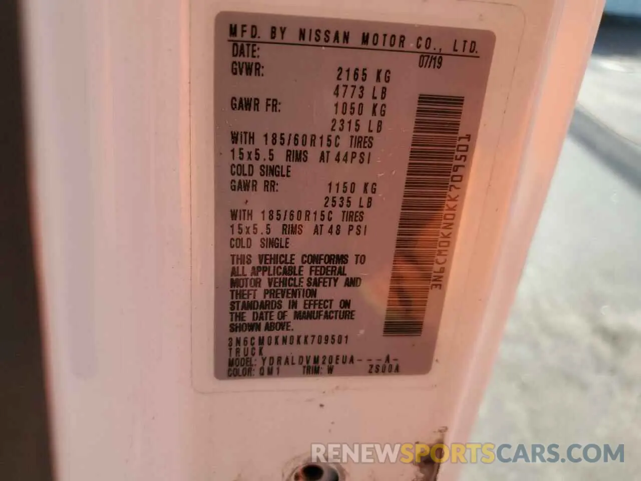 13 Фотография поврежденного автомобиля 3N6CM0KN0KK709501 NISSAN NV 2019