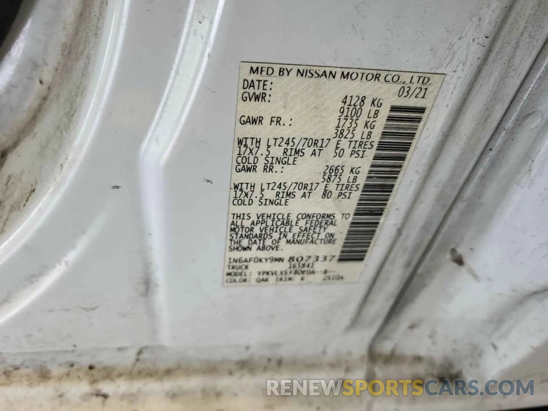 3 Фотография поврежденного автомобиля 1N6AF0KY9MN807337 NISSAN NV 2021