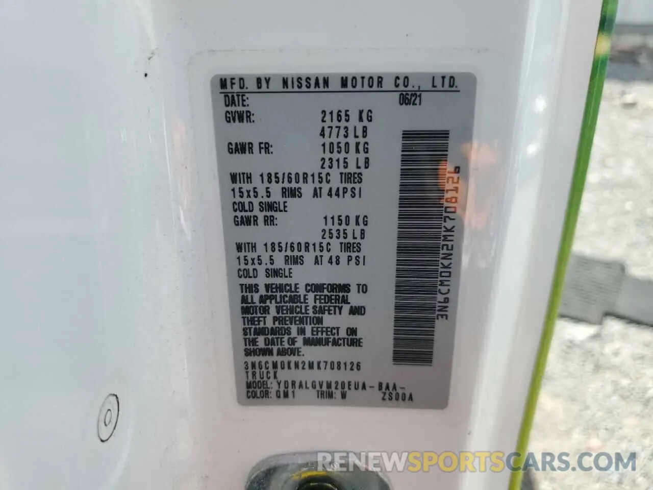 13 Photograph of a damaged car 3N6CM0KN2MK708126 NISSAN NV 2021