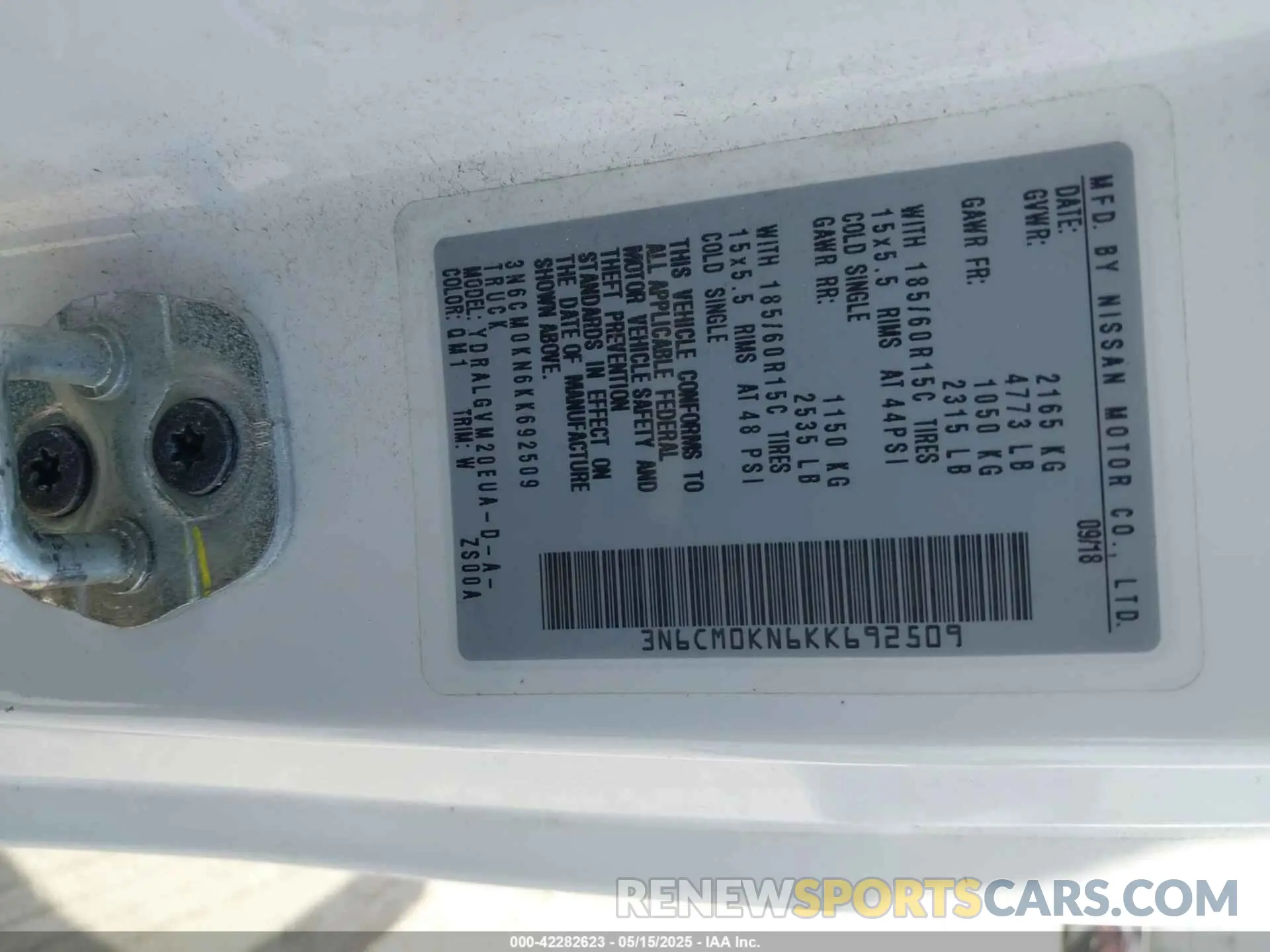 9 Фотография поврежденного автомобиля 3N6CM0KN6KK692509 NISSAN NV200 2019