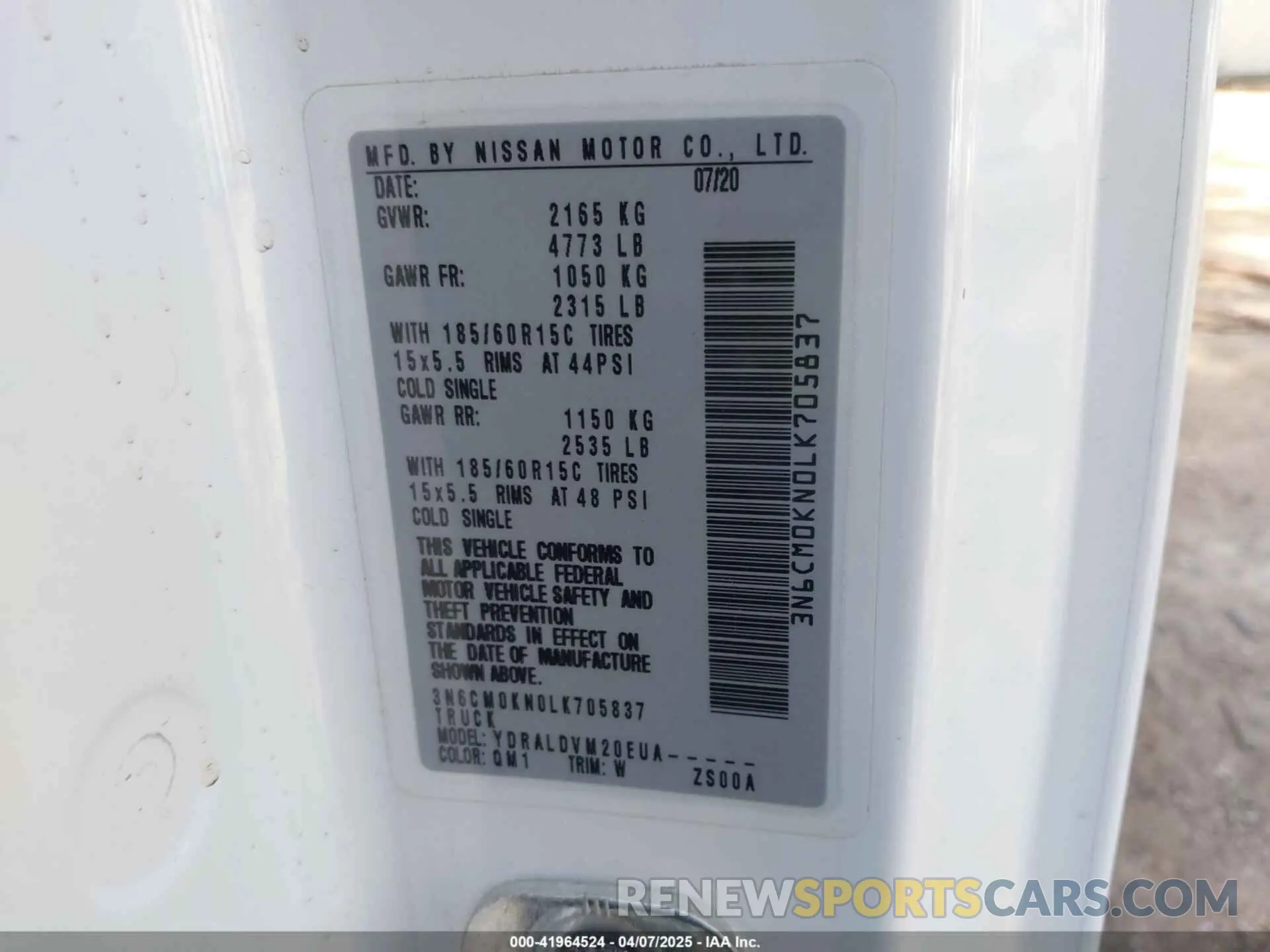9 Photograph of a damaged car 3N6CM0KN0LK705837 NISSAN NV200  CARGO 2020