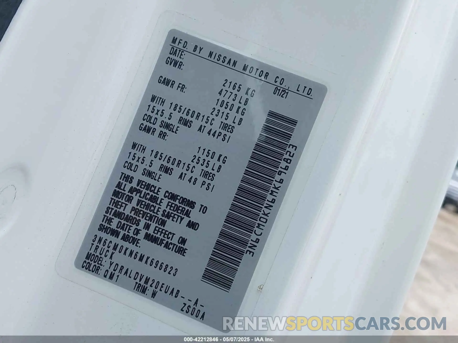 9 Photograph of a damaged car 3N6CM0KN6MK696823 NISSAN NV200  CARGO 2021