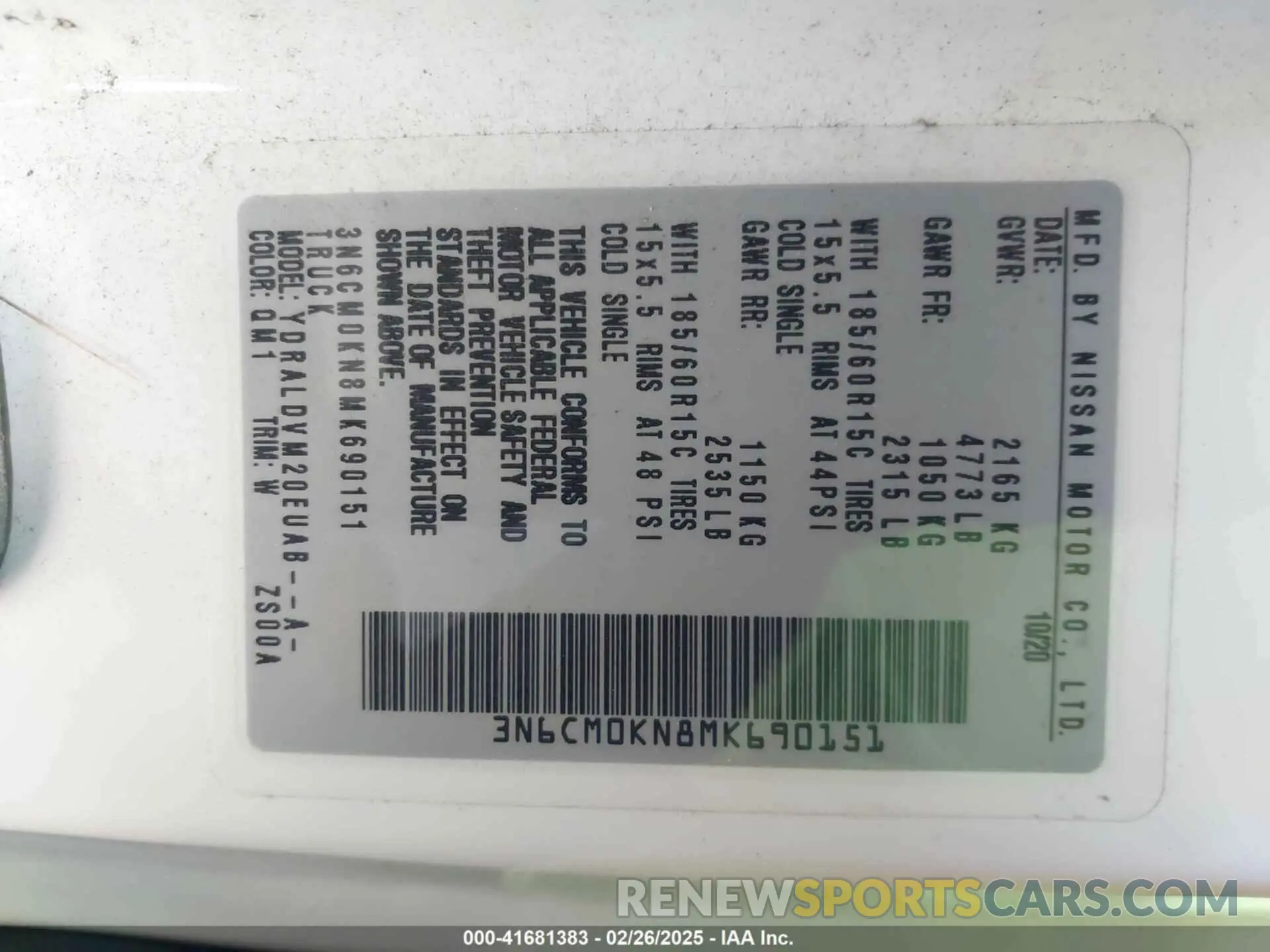 9 Photograph of a damaged car 3N6CM0KN8MK690151 NISSAN NV200  CARGO 2021
