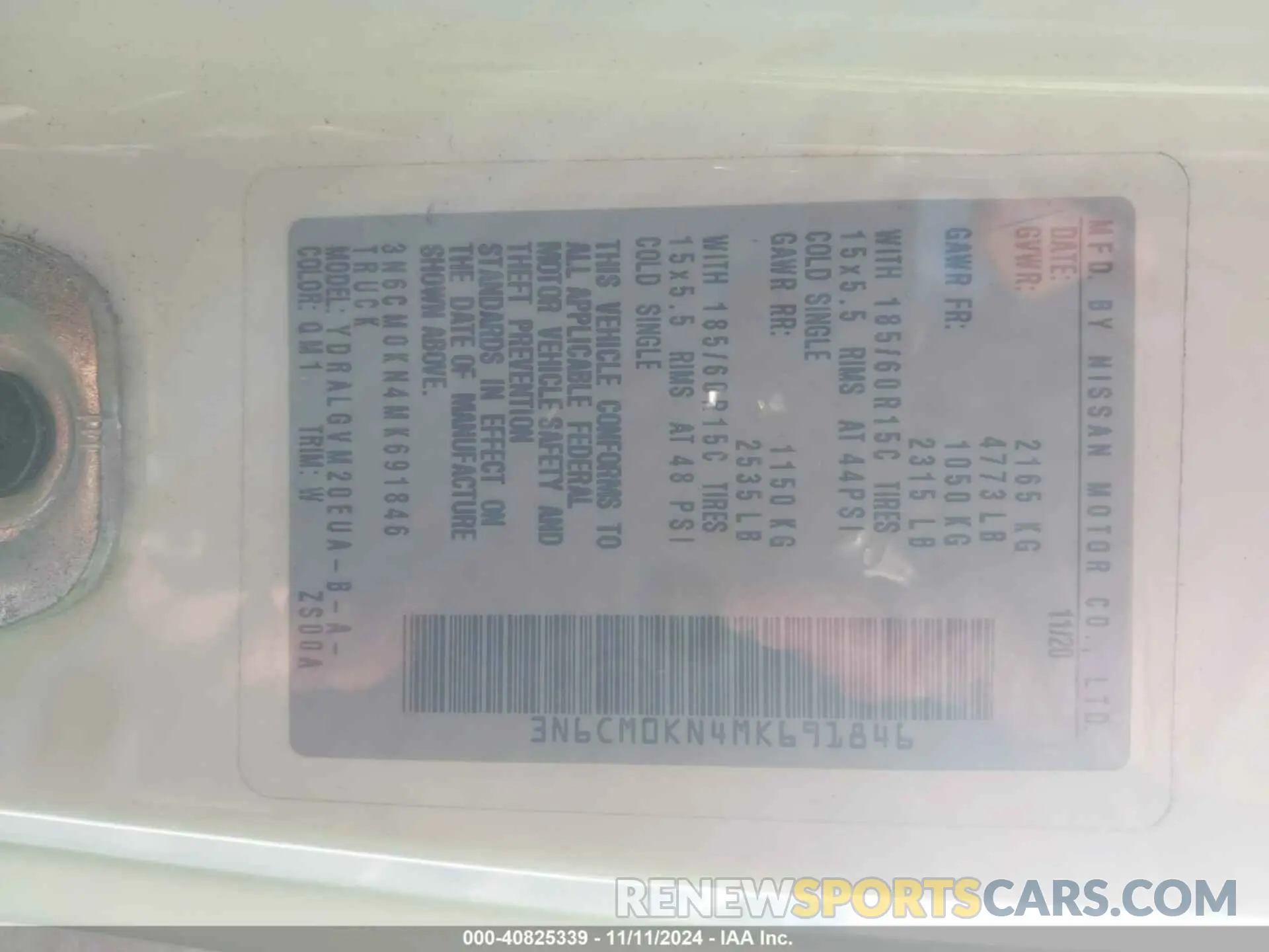 9 Photograph of a damaged car 3N6CM0KN4MK691846 NISSAN NV200 COMPACT CARGO 2021