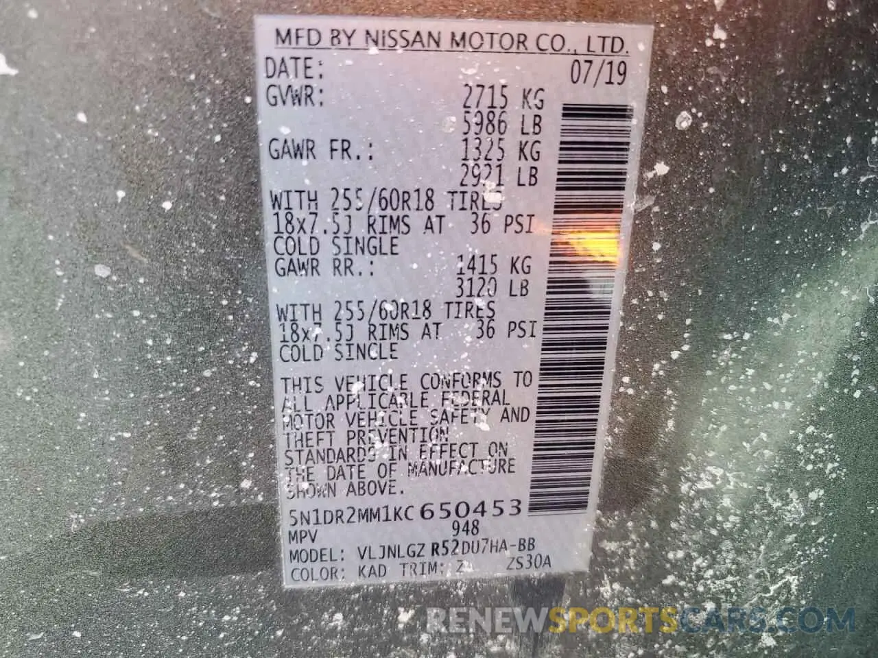 13 Photograph of a damaged car 5N1DR2MM1KC650453 NISSAN PATHFINDER 2019