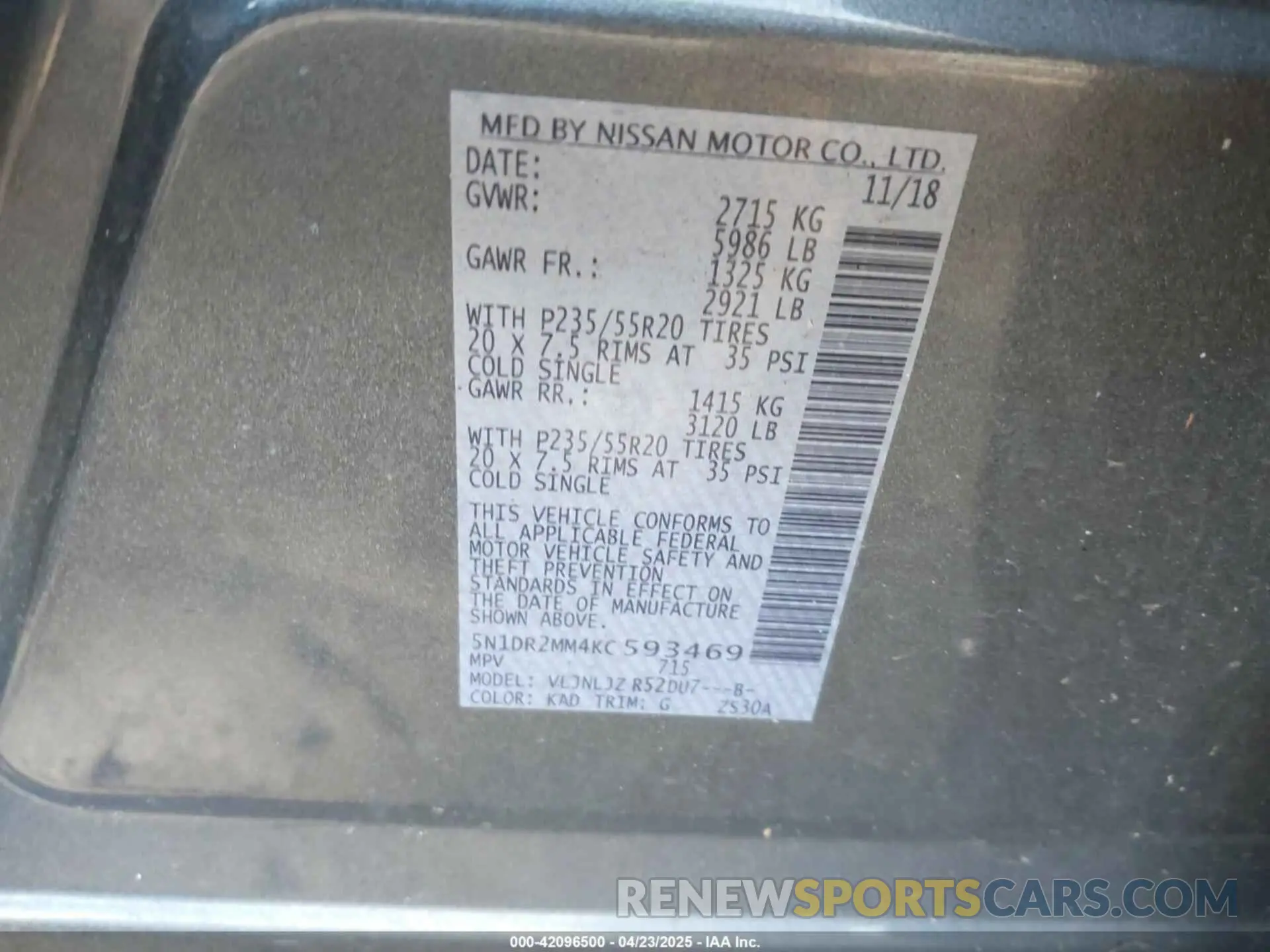 9 Фотография поврежденного автомобиля 5N1DR2MM4KC593469 NISSAN PATHFINDER 2019