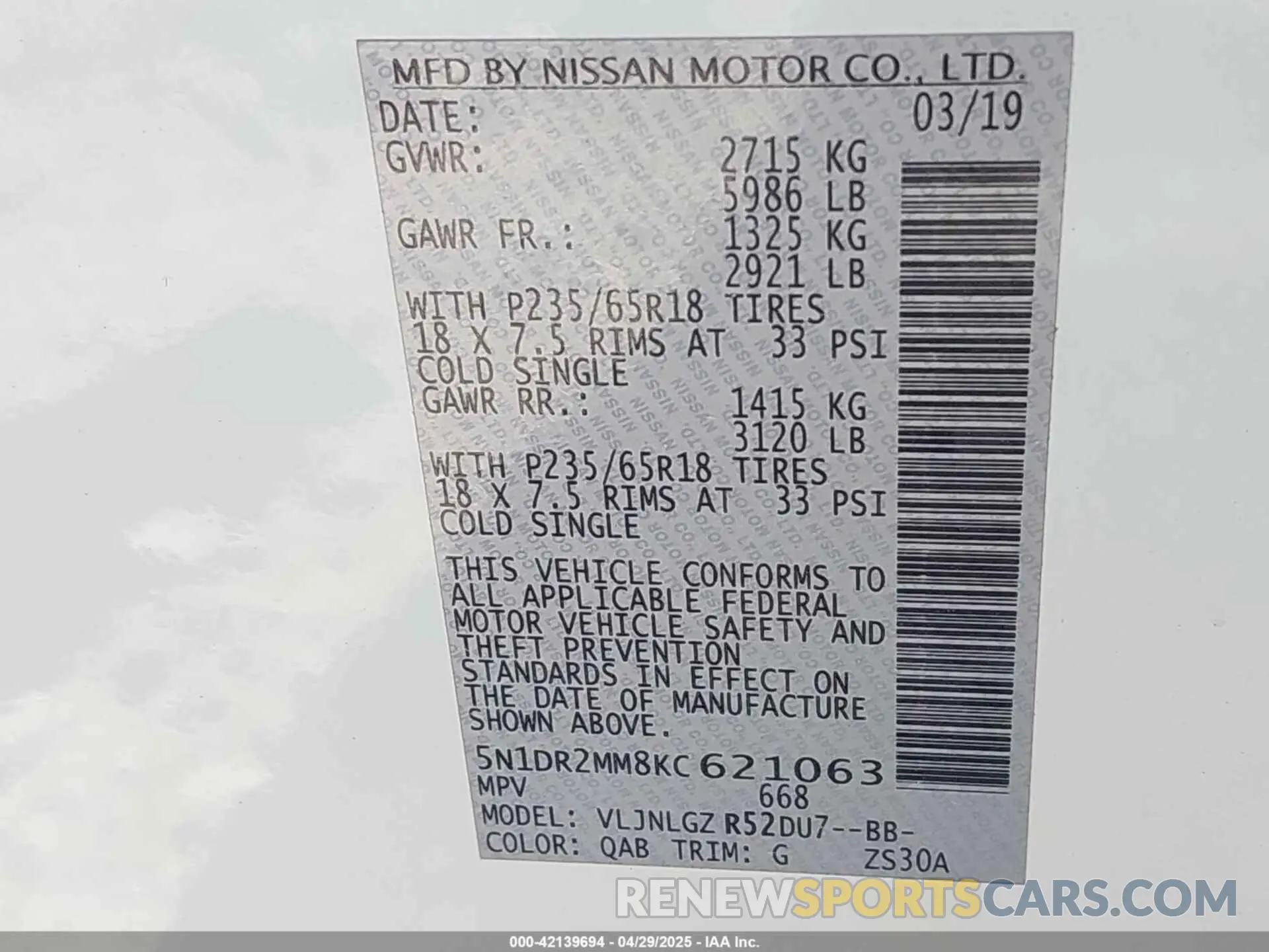 9 Photograph of a damaged car 5N1DR2MM8KC621063 NISSAN PATHFINDER 2019