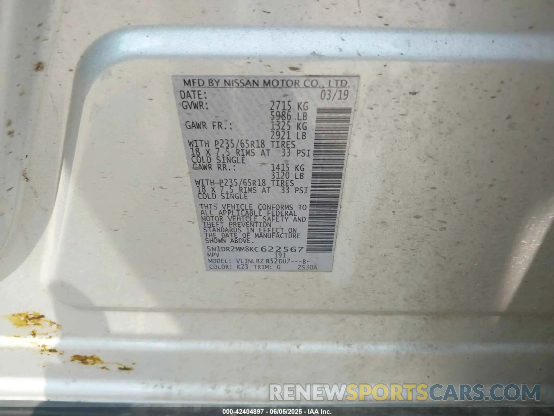 9 Photograph of a damaged car 5N1DR2MM8KC622567 NISSAN PATHFINDER 2019