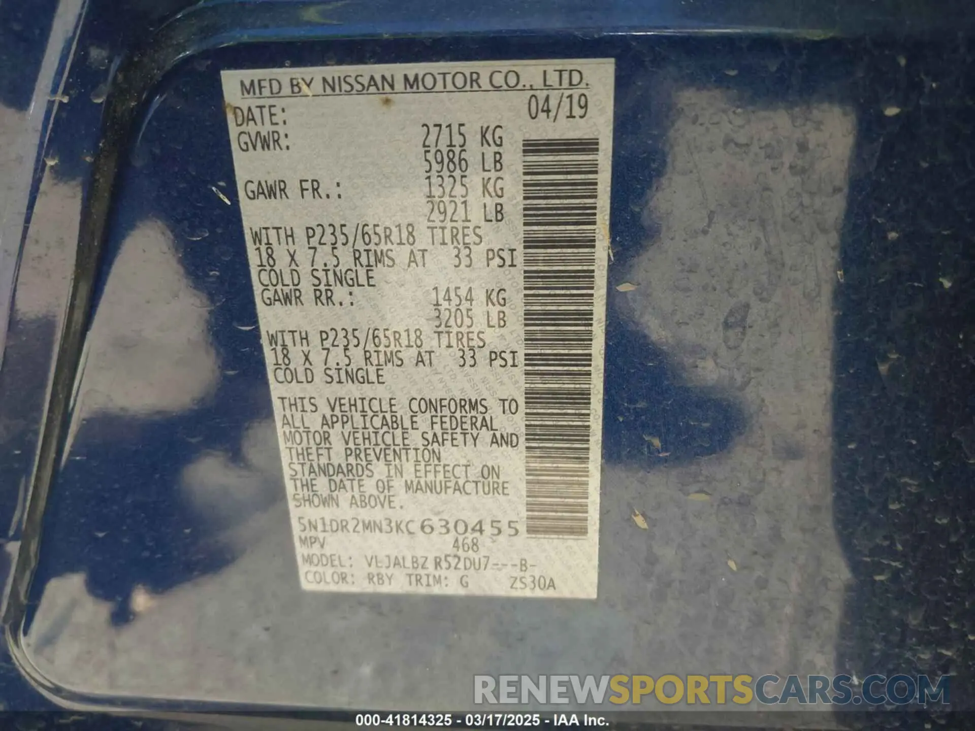 9 Photograph of a damaged car 5N1DR2MN3KC630455 NISSAN PATHFINDER 2019