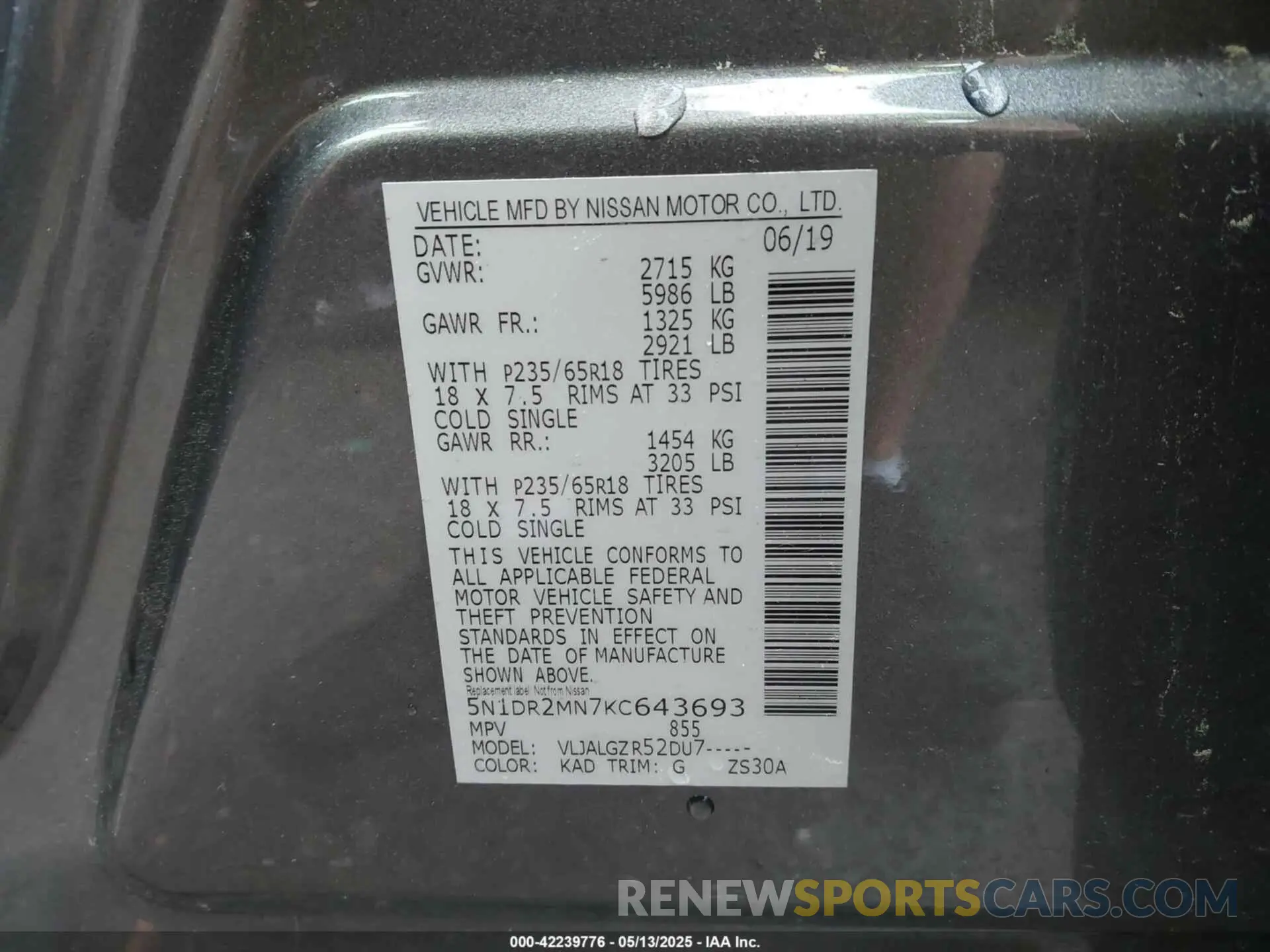 9 Фотография поврежденного автомобиля 5N1DR2MN7KC643693 NISSAN PATHFINDER 2019
