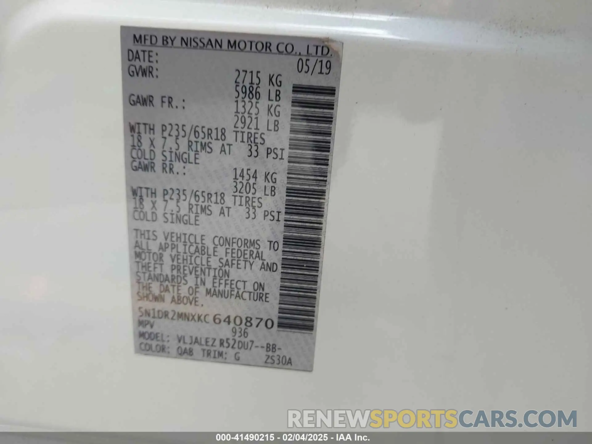 9 Photograph of a damaged car 5N1DR2MNXKC640870 NISSAN PATHFINDER 2019