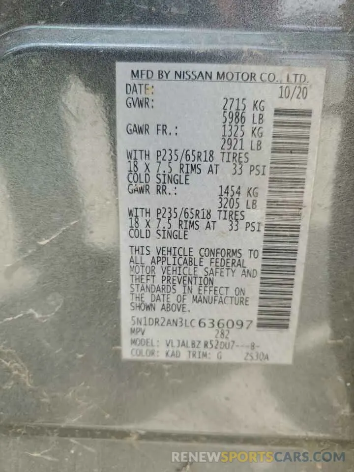 14 Фотография поврежденного автомобиля 5N1DR2AN3LC636097 NISSAN PATHFINDER 2020