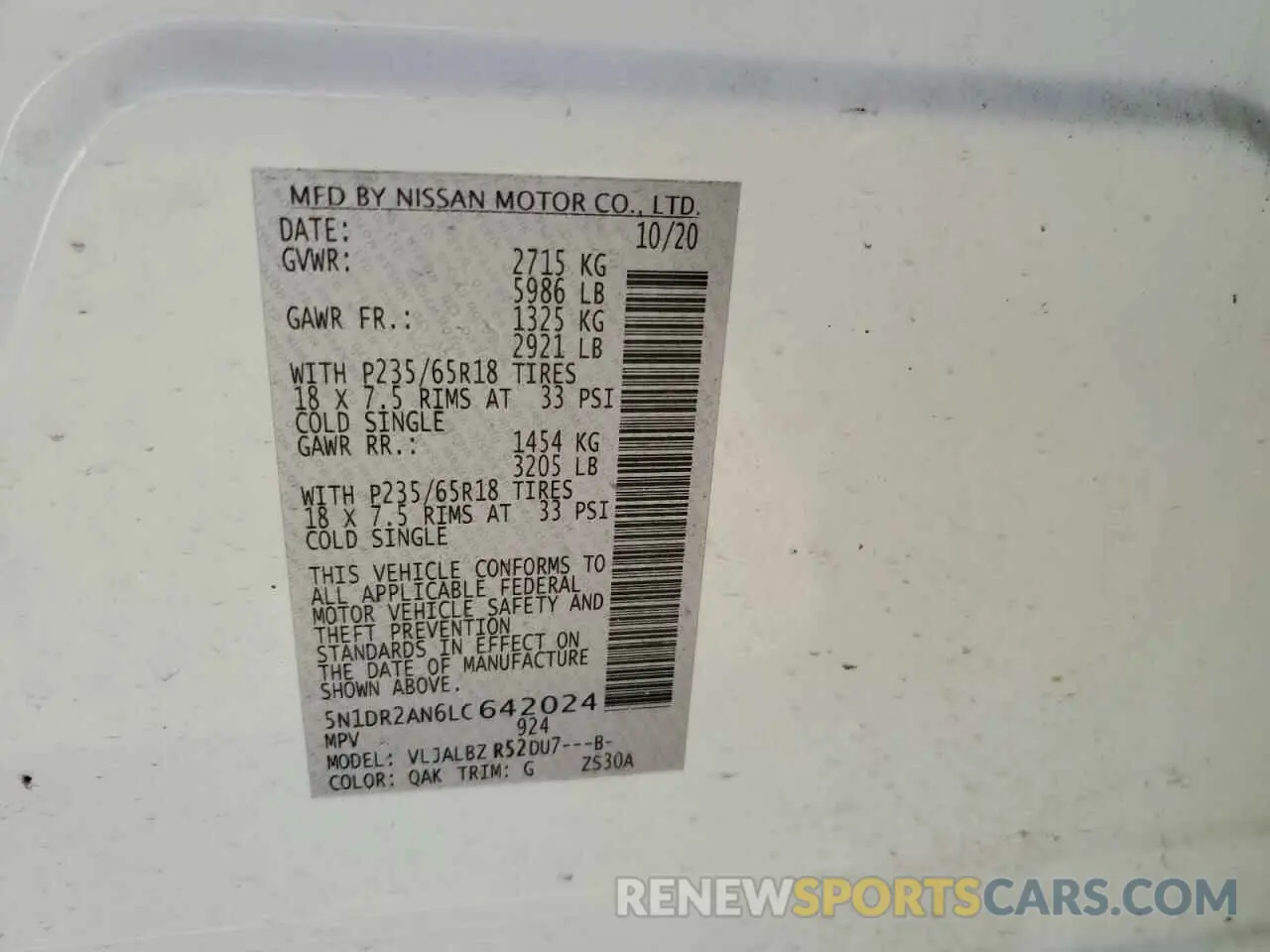 13 Photograph of a damaged car 5N1DR2AN6LC642024 NISSAN PATHFINDER 2020