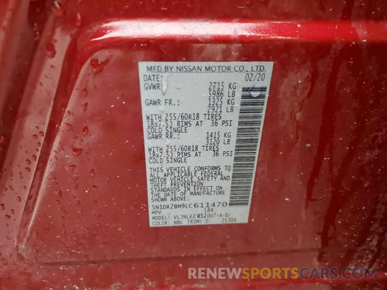 13 Photograph of a damaged car 5N1DR2BM9LC611470 NISSAN PATHFINDER 2020