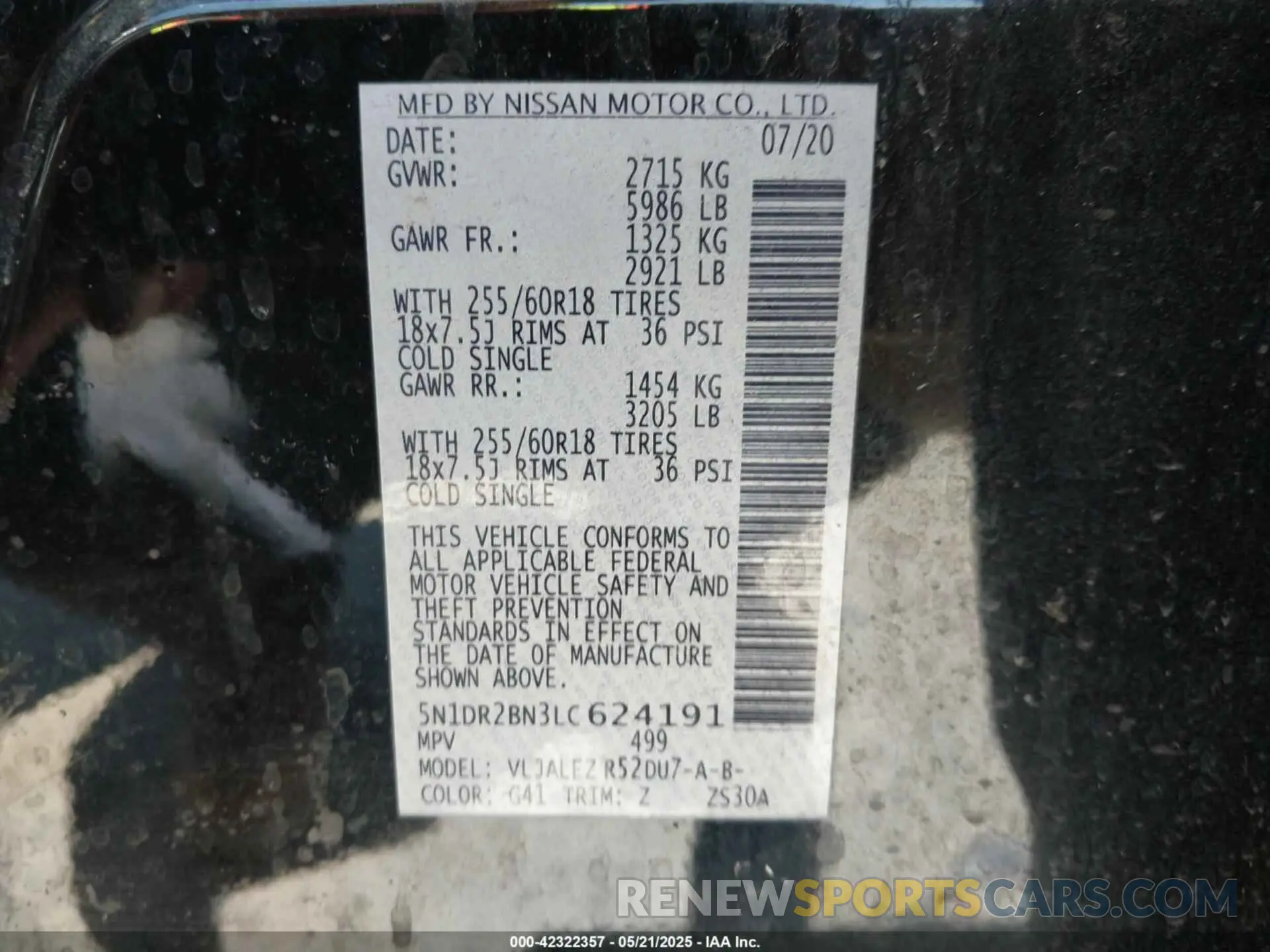 9 Photograph of a damaged car 5N1DR2BN3LC624191 NISSAN PATHFINDER 2020