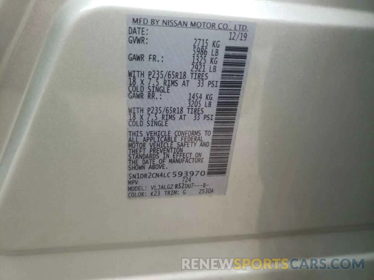 13 Фотография поврежденного автомобиля 5N1DR2CN4LC593970 NISSAN PATHFINDER 2020