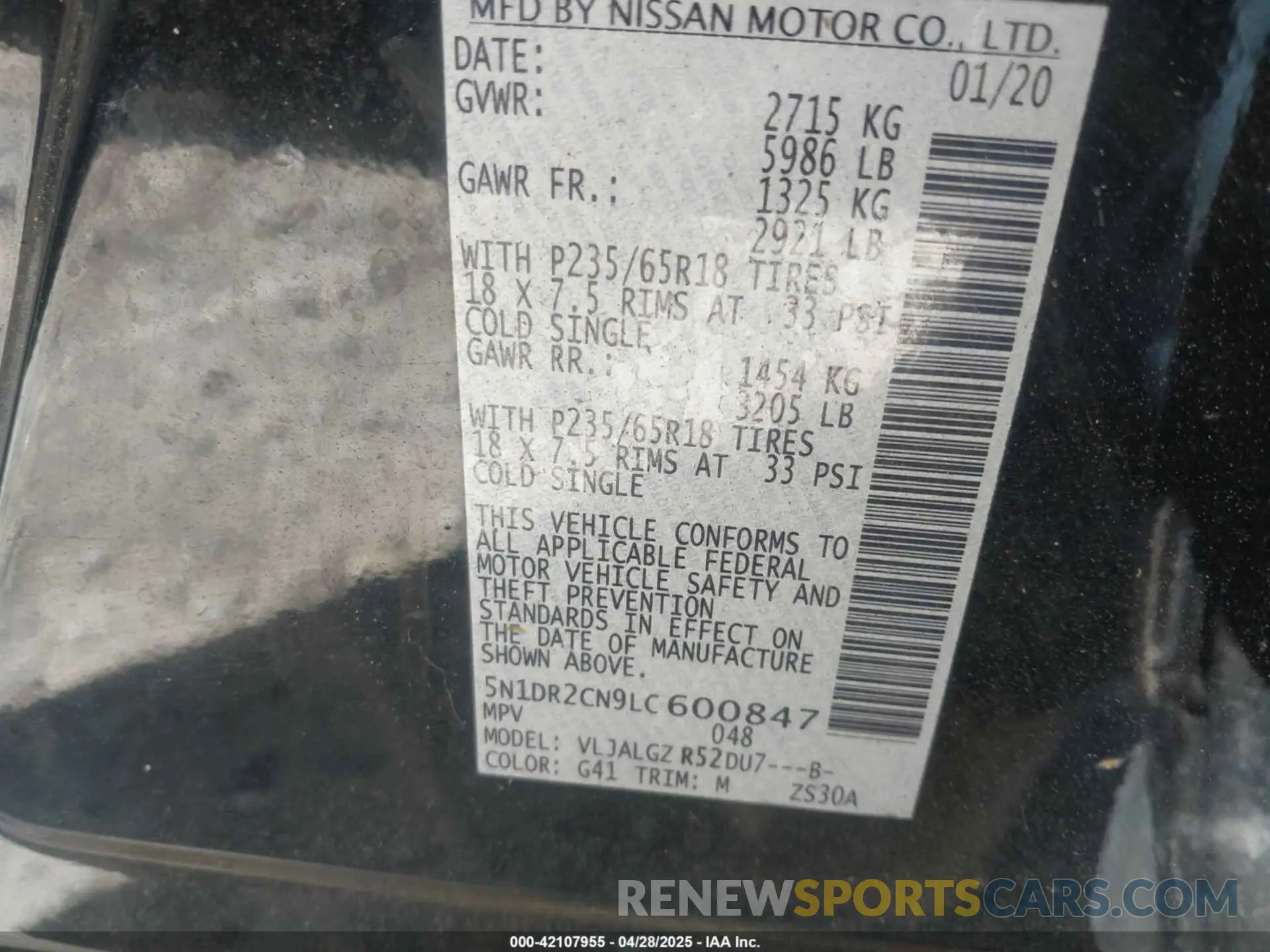 9 Фотография поврежденного автомобиля 5N1DR2CN9LC600847 NISSAN PATHFINDER 2020
