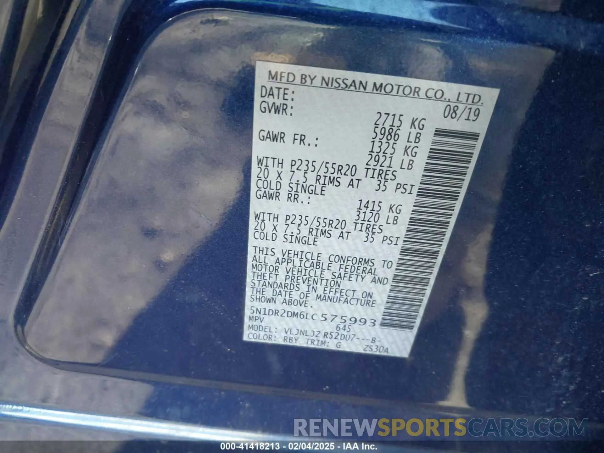 9 Photograph of a damaged car 5N1DR2DM6LC575993 NISSAN PATHFINDER 2020