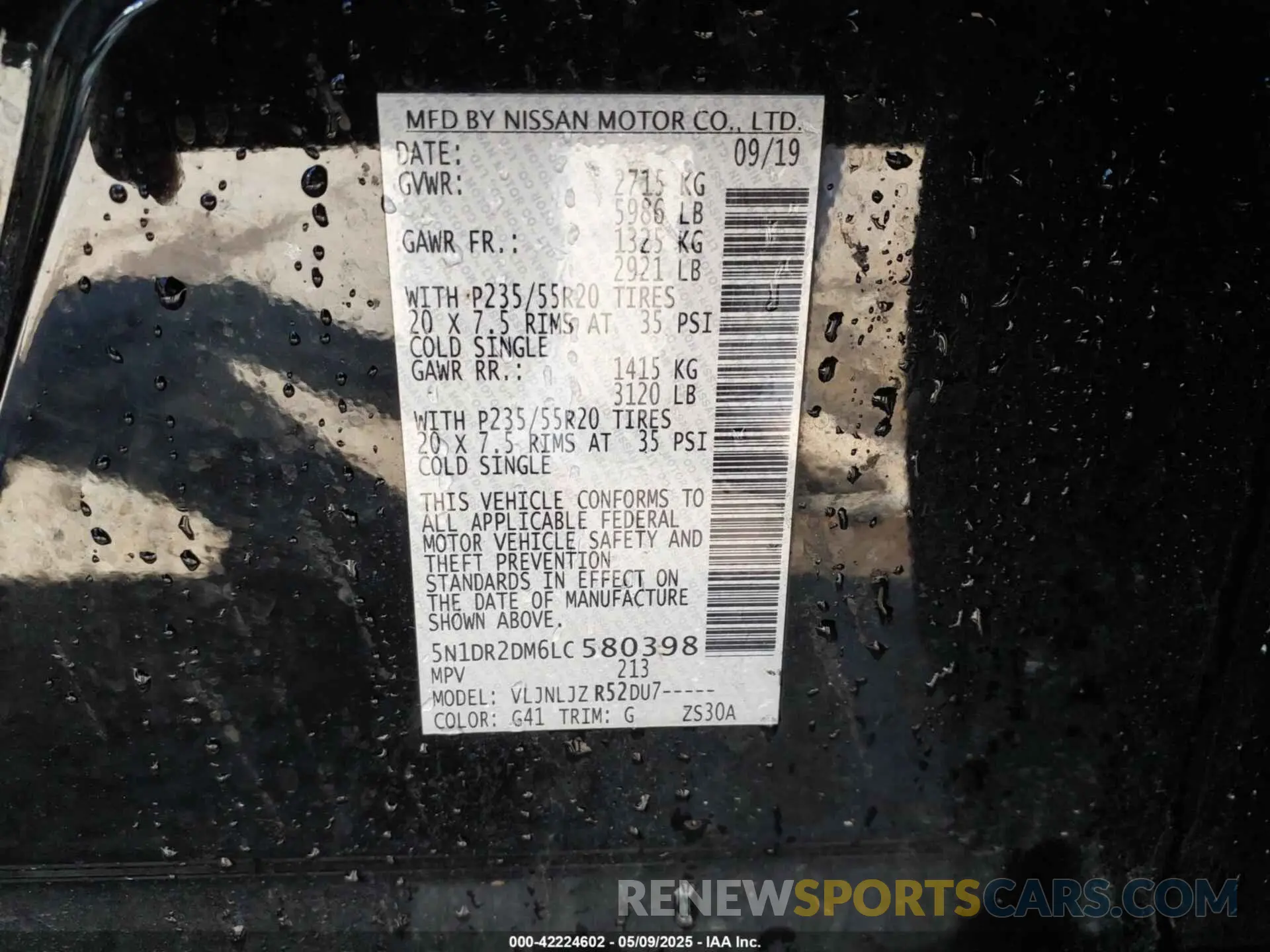 9 Photograph of a damaged car 5N1DR2DM6LC580398 NISSAN PATHFINDER 2020