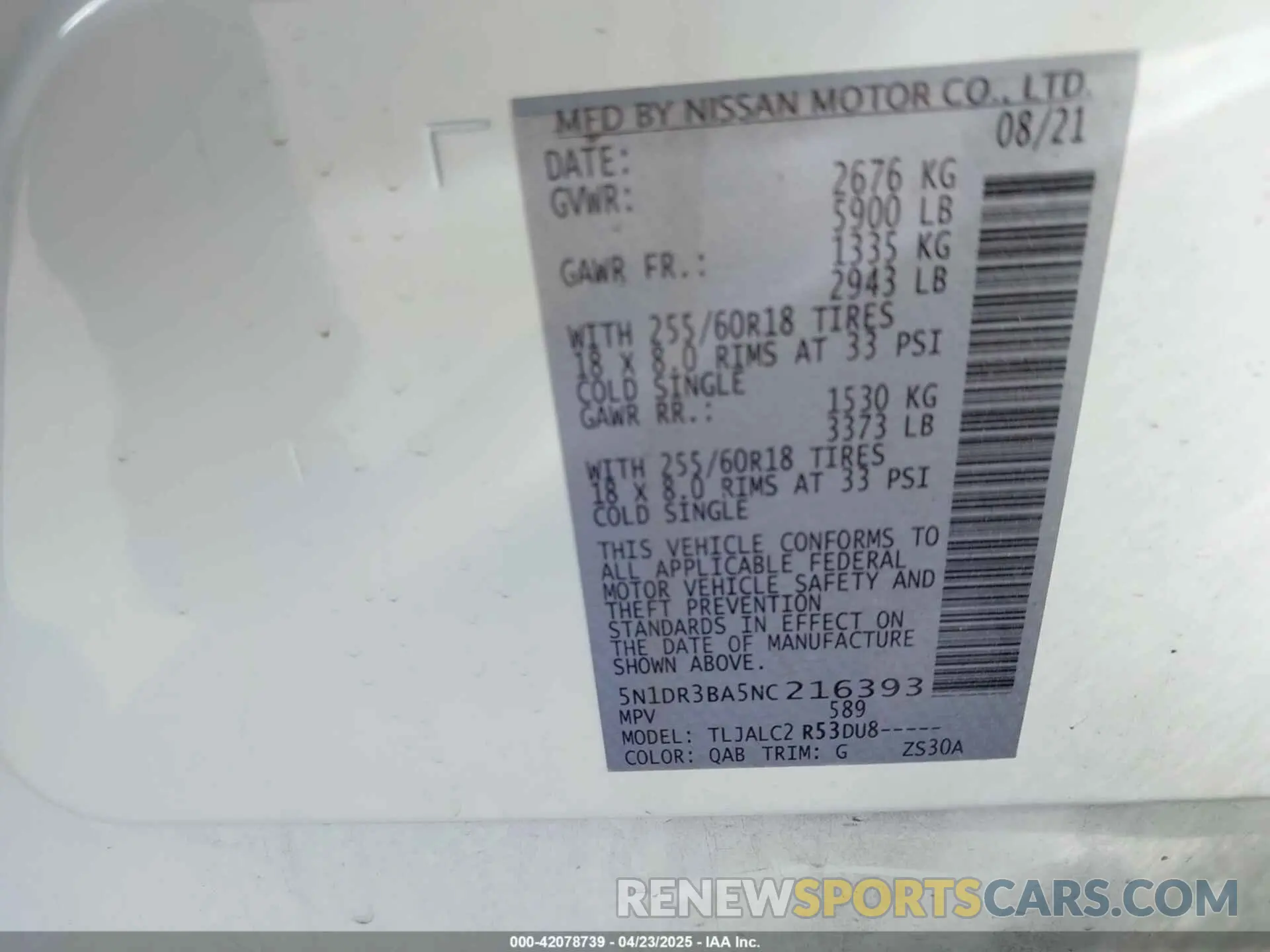 9 Фотография поврежденного автомобиля 5N1DR3BA5NC216393 NISSAN PATHFINDER 2022