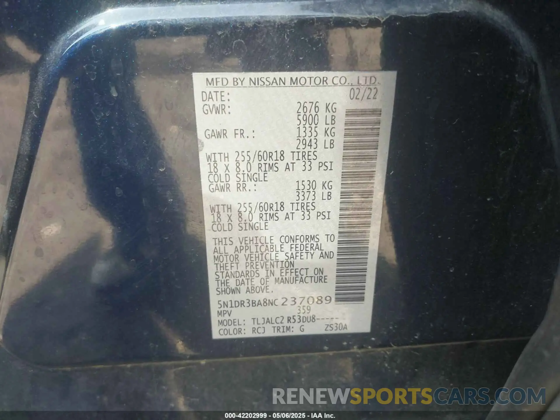 9 Photograph of a damaged car 5N1DR3BA8NC237089 NISSAN PATHFINDER 2022