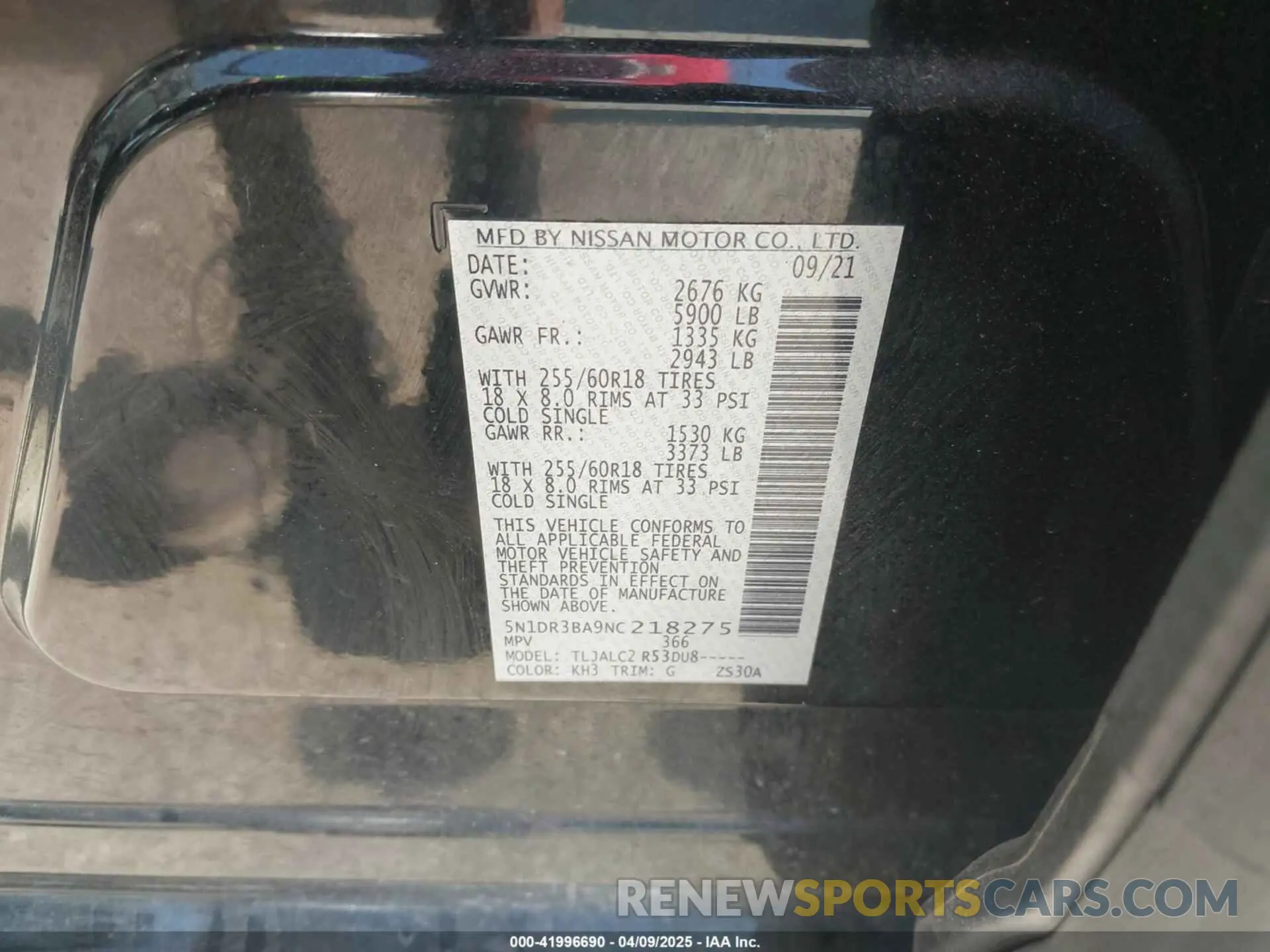 9 Photograph of a damaged car 5N1DR3BA9NC218275 NISSAN PATHFINDER 2022