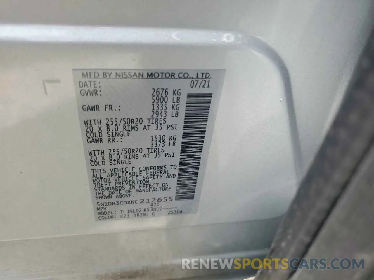 13 Photograph of a damaged car 5N1DR3CDXNC212655 NISSAN PATHFINDER 2022