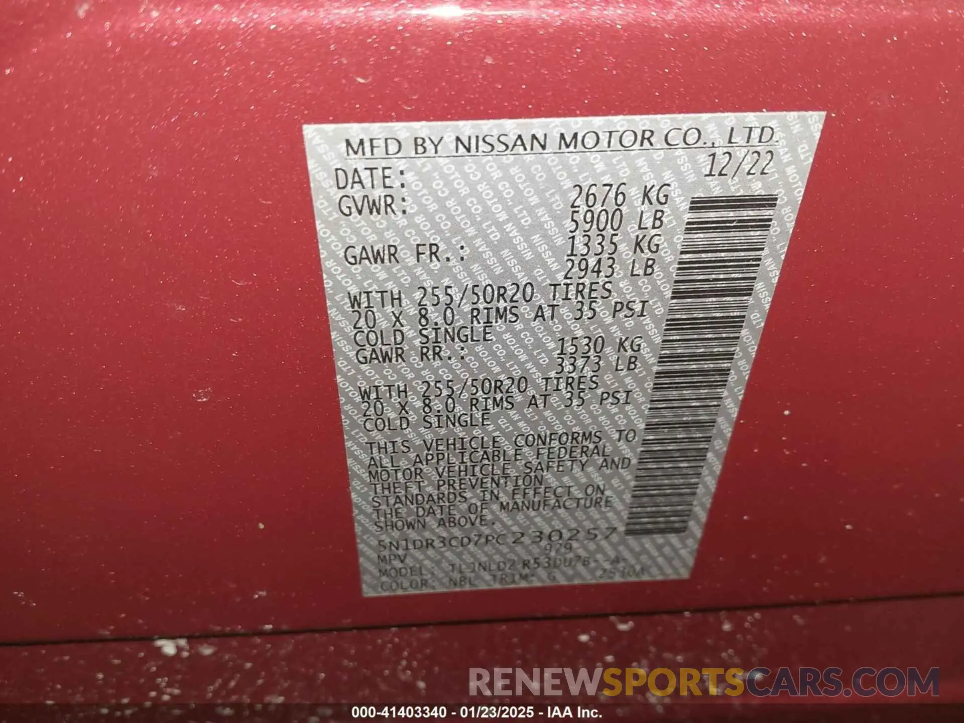 9 Photograph of a damaged car 5N1DR3CD7PC230257 NISSAN PATHFINDER 2023