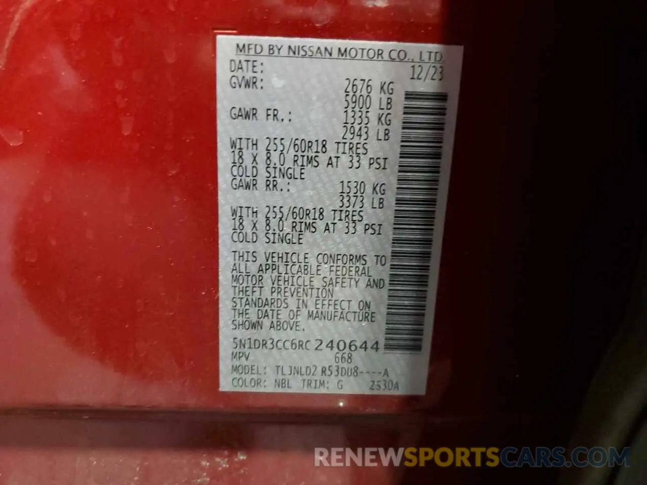 14 Фотография поврежденного автомобиля 5N1DR3CC6RC240644 NISSAN PATHFINDER 2024