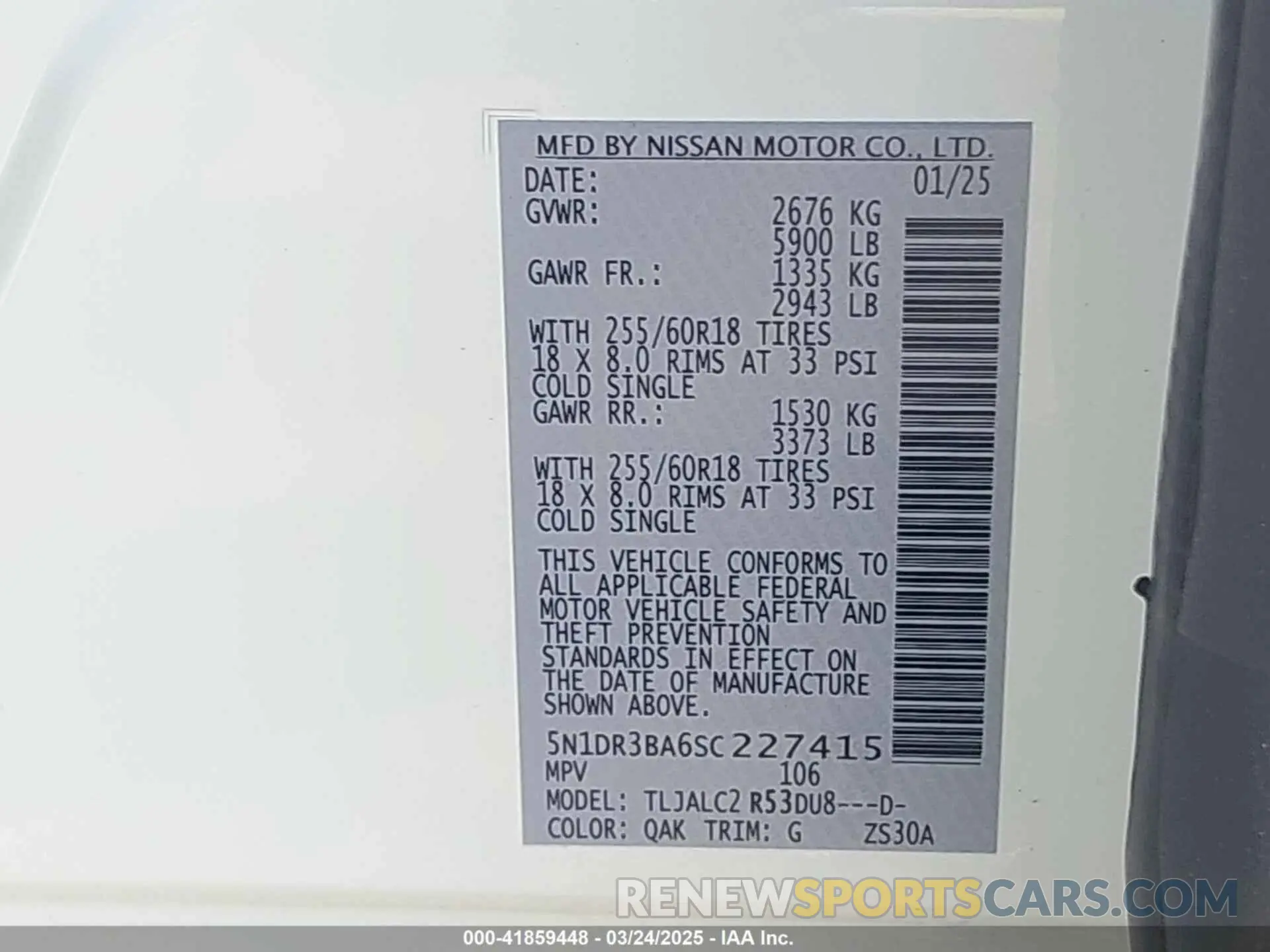 9 Photograph of a damaged car 5N1DR3BA6SC227415 NISSAN PATHFINDER 2025