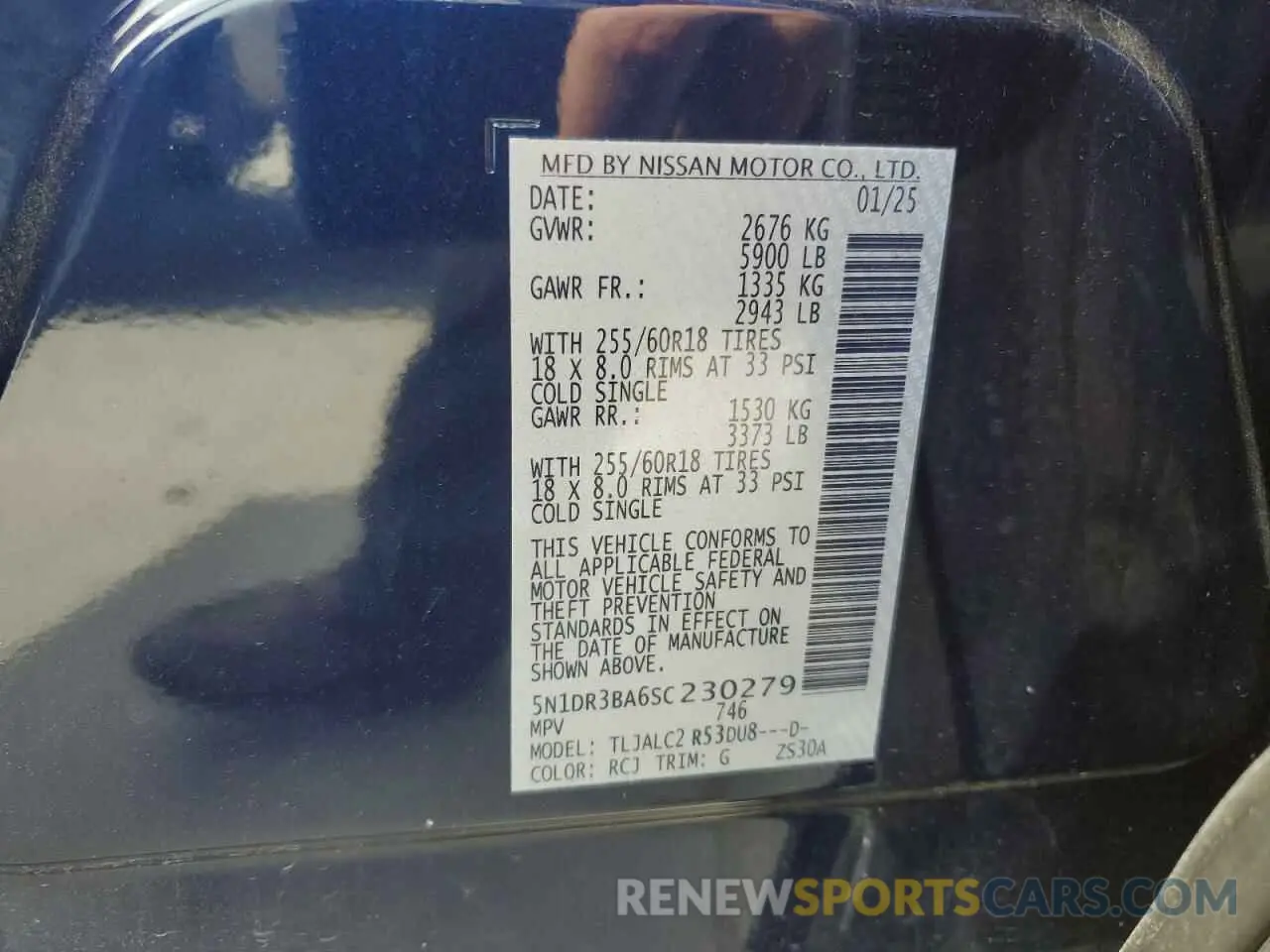 12 Фотография поврежденного автомобиля 5N1DR3BA6SC230279 NISSAN PATHFINDER 2025