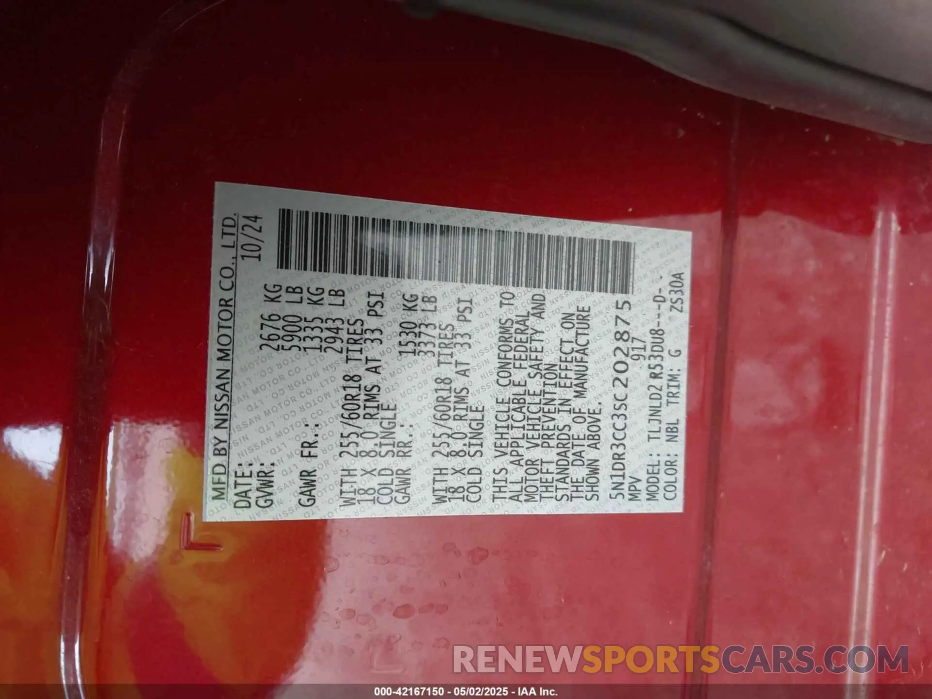 9 Photograph of a damaged car 5N1DR3CC3SC202875 NISSAN PATHFINDER 2025