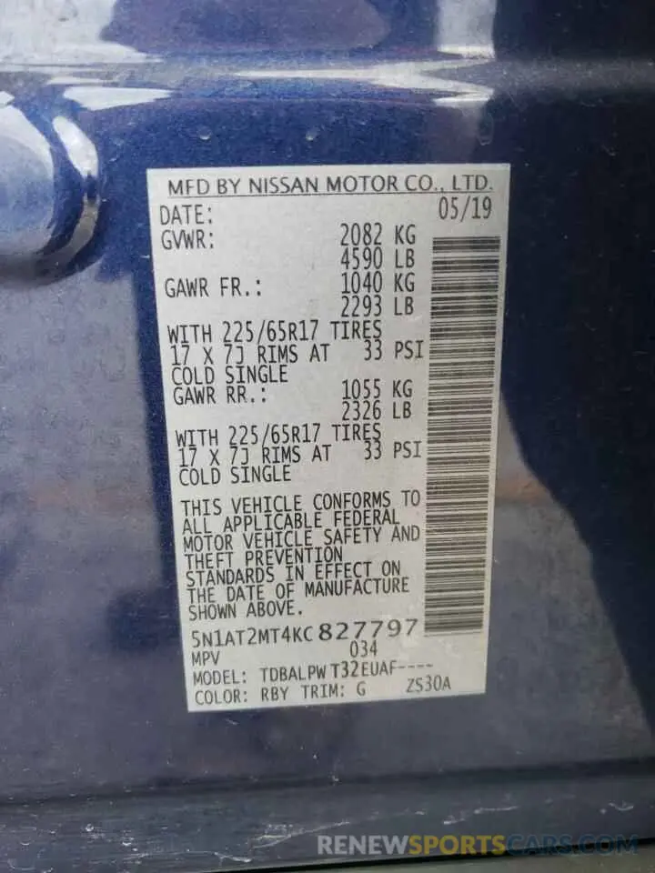 12 Фотография поврежденного автомобиля 5N1AT2MT4KC827797 NISSAN ROGUE 2019