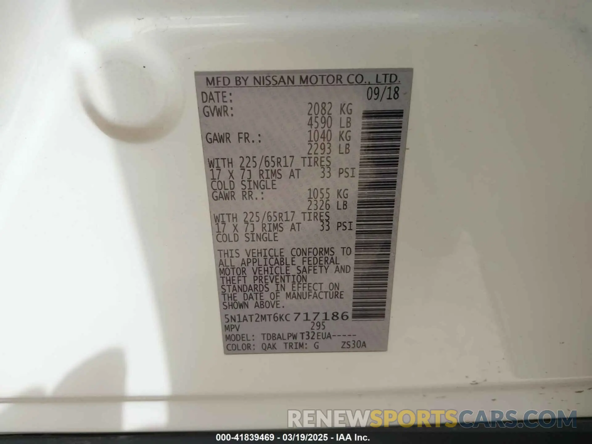 9 Photograph of a damaged car 5N1AT2MT6KC717186 NISSAN ROGUE 2019