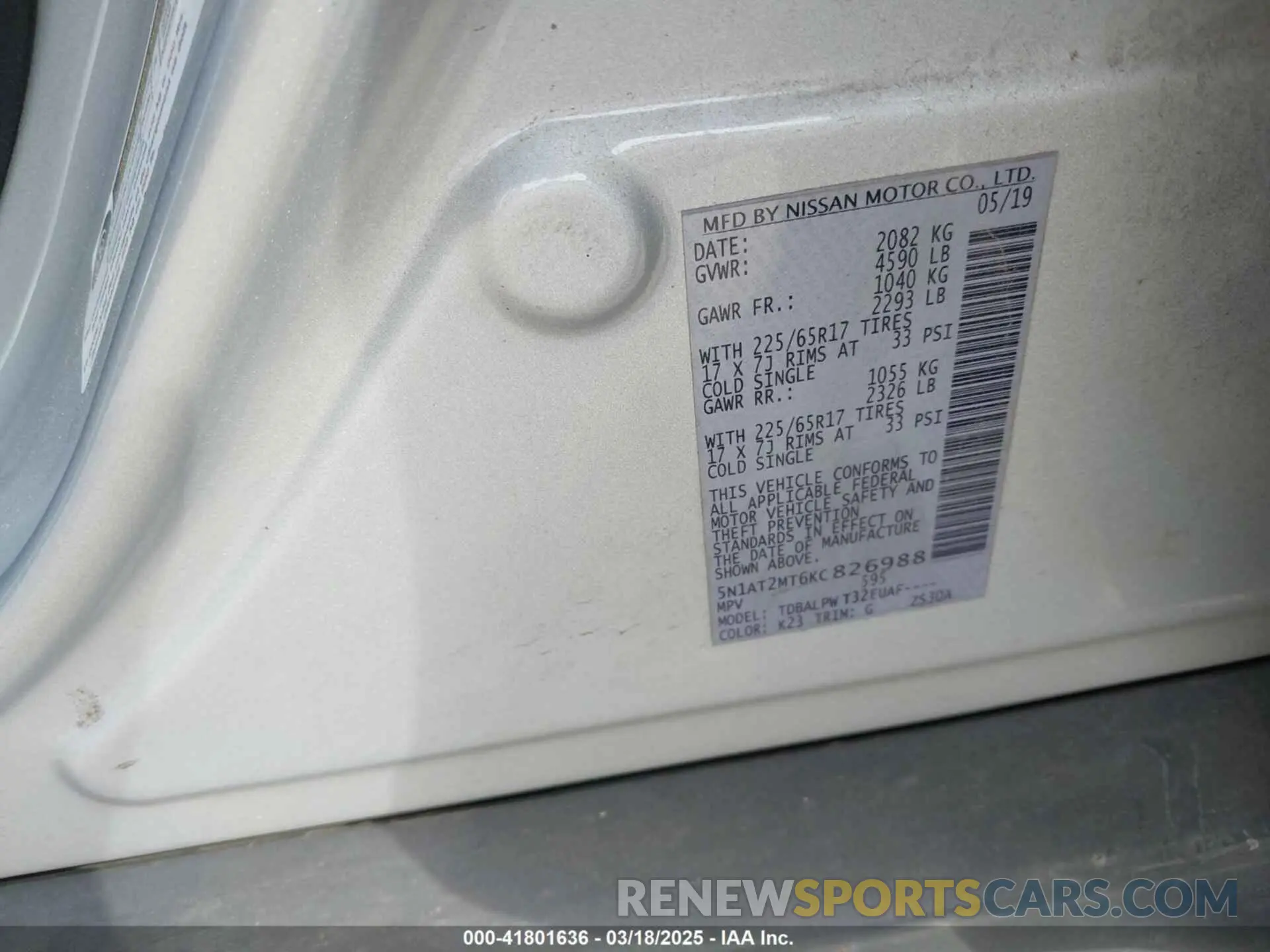 9 Photograph of a damaged car 5N1AT2MT6KC826988 NISSAN ROGUE 2019