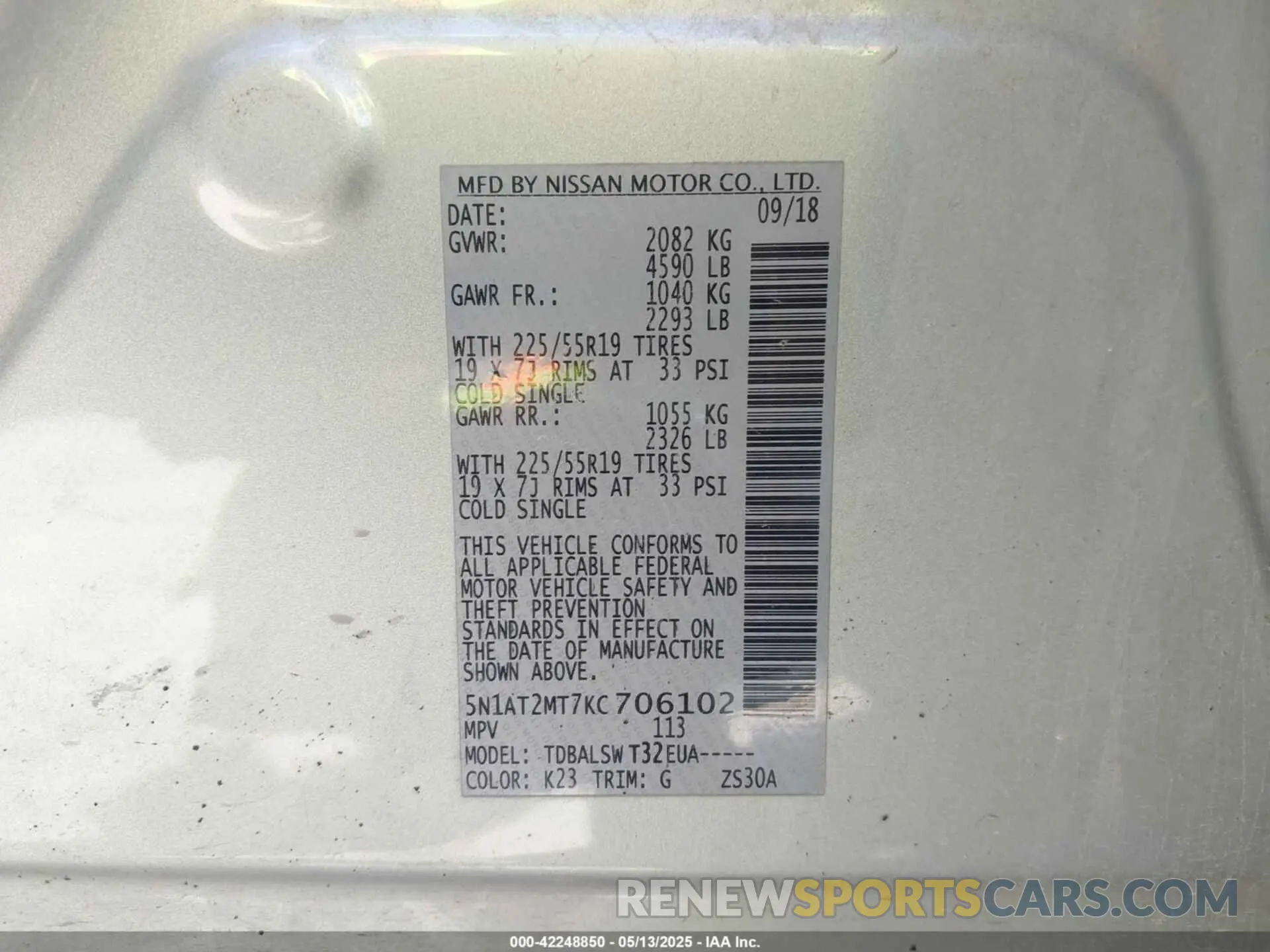 9 Photograph of a damaged car 5N1AT2MT7KC706102 NISSAN ROGUE 2019