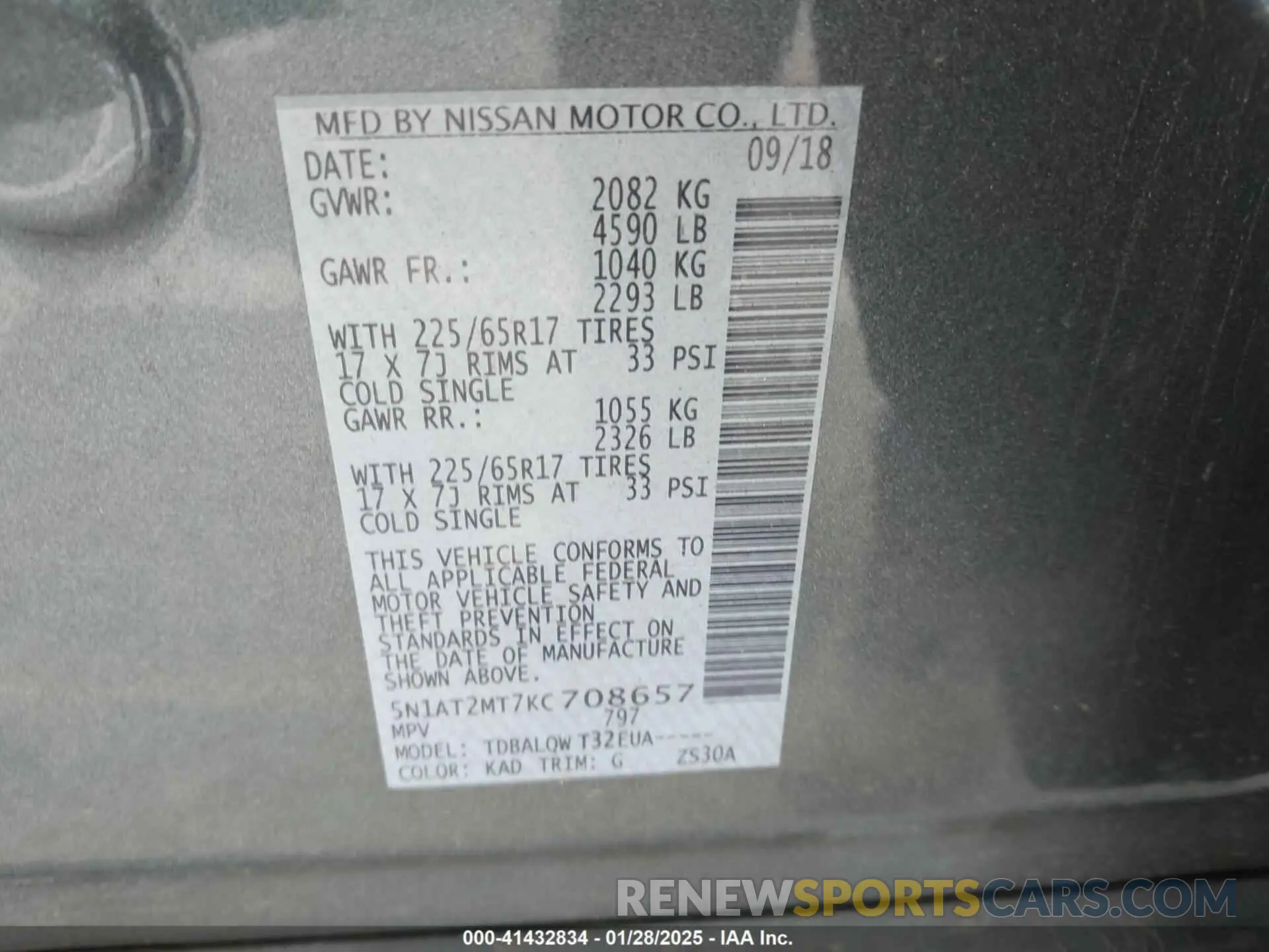 9 Photograph of a damaged car 5N1AT2MT7KC708657 NISSAN ROGUE 2019